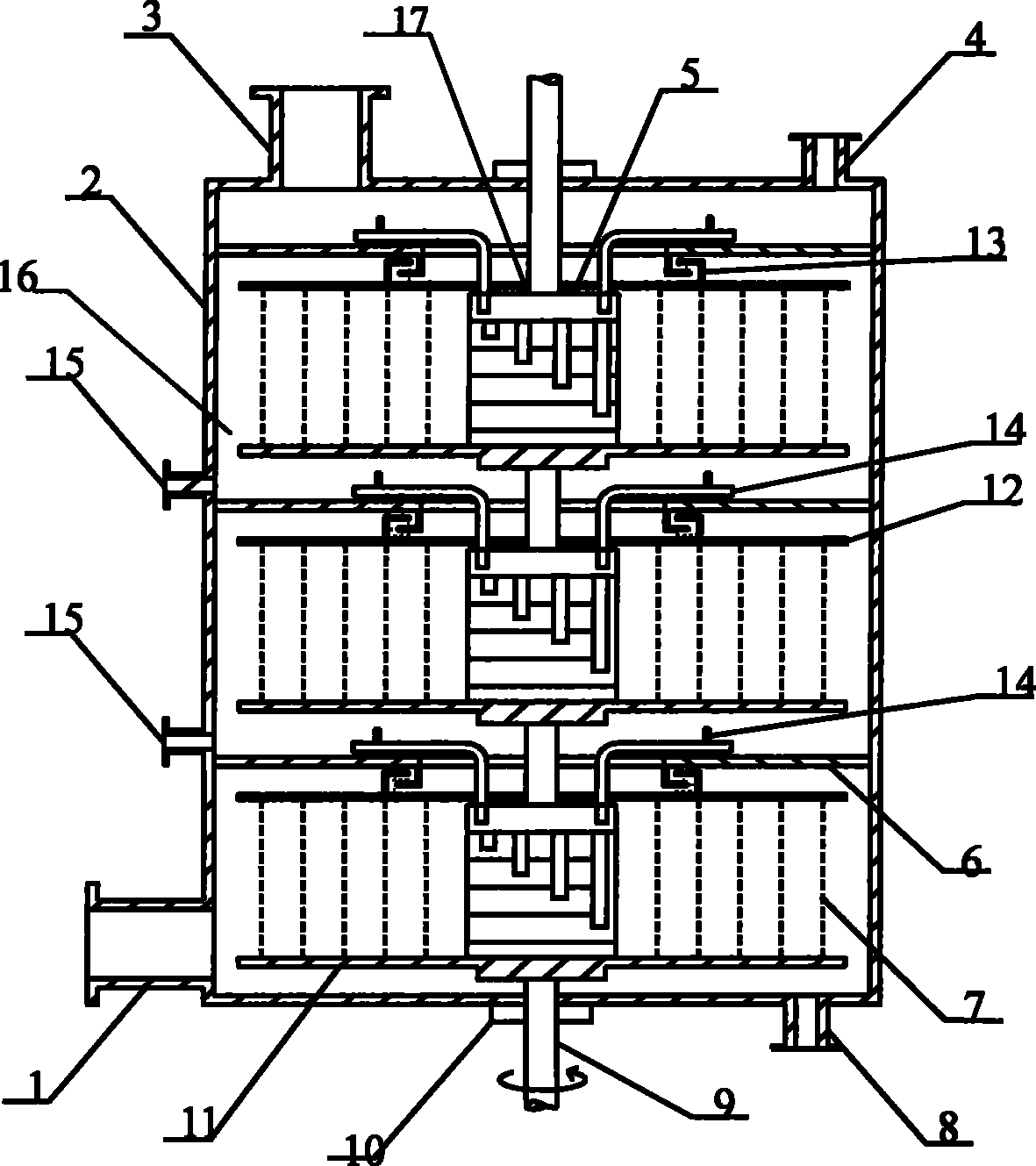 Concentric ring adverse current type hypergravity swinging bed device