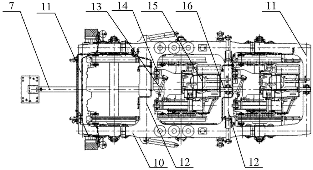 A passenger locomotive and its three-axle bogie