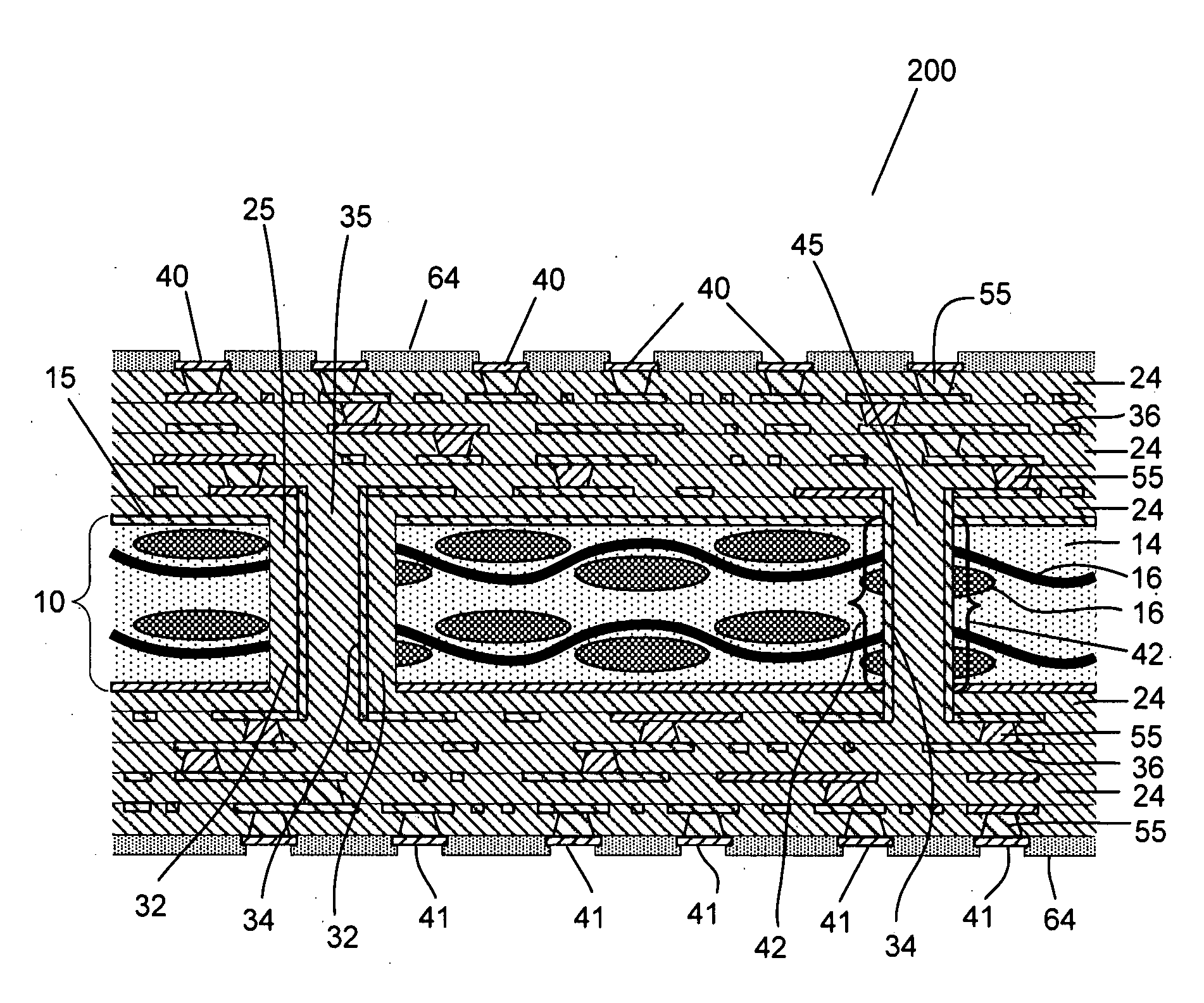 Build-up printed wiring board substrate having a core layer that is part of a circuit