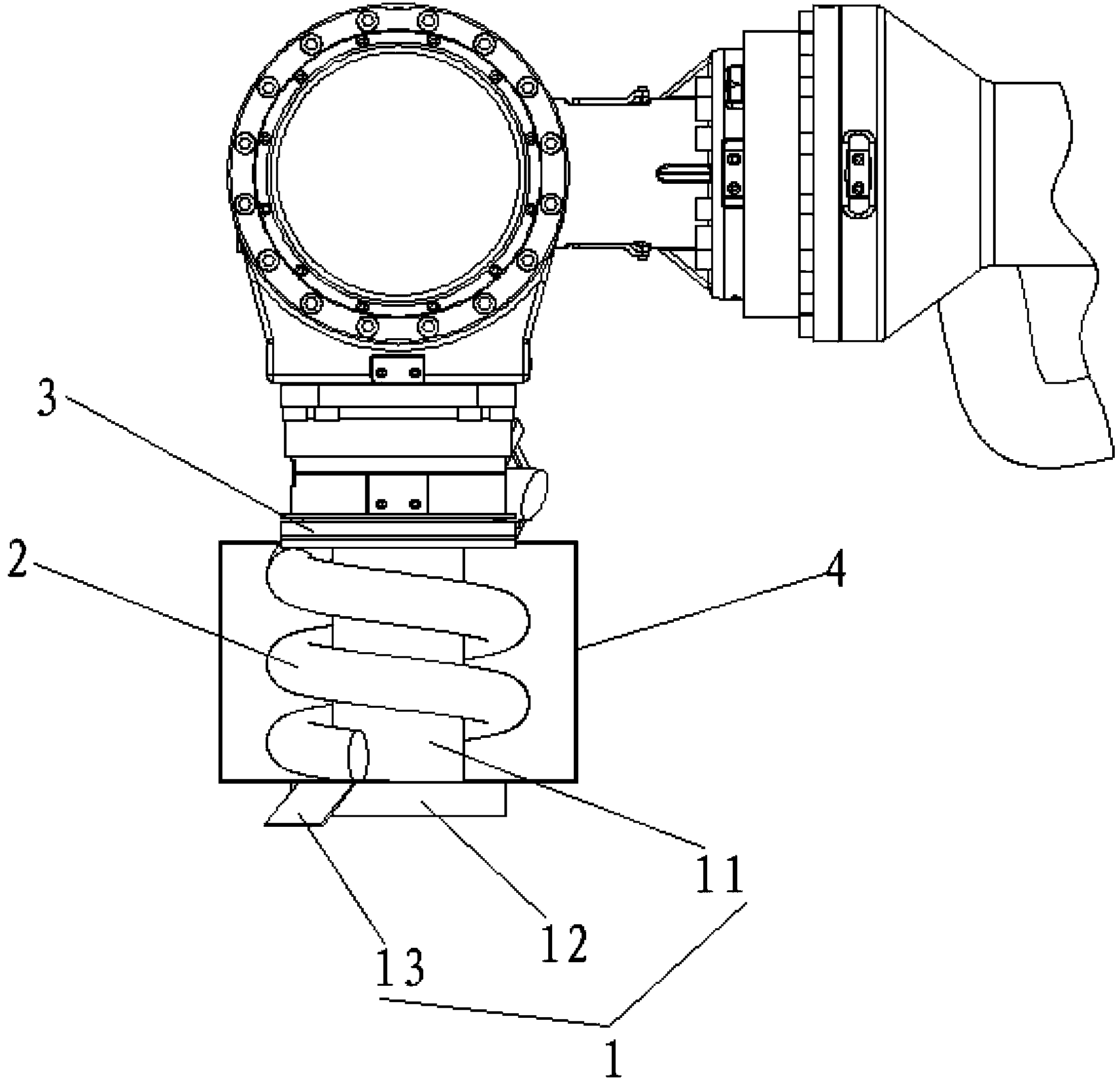 Six-axis wiring device and industrial robot with six-axis wiring device applied