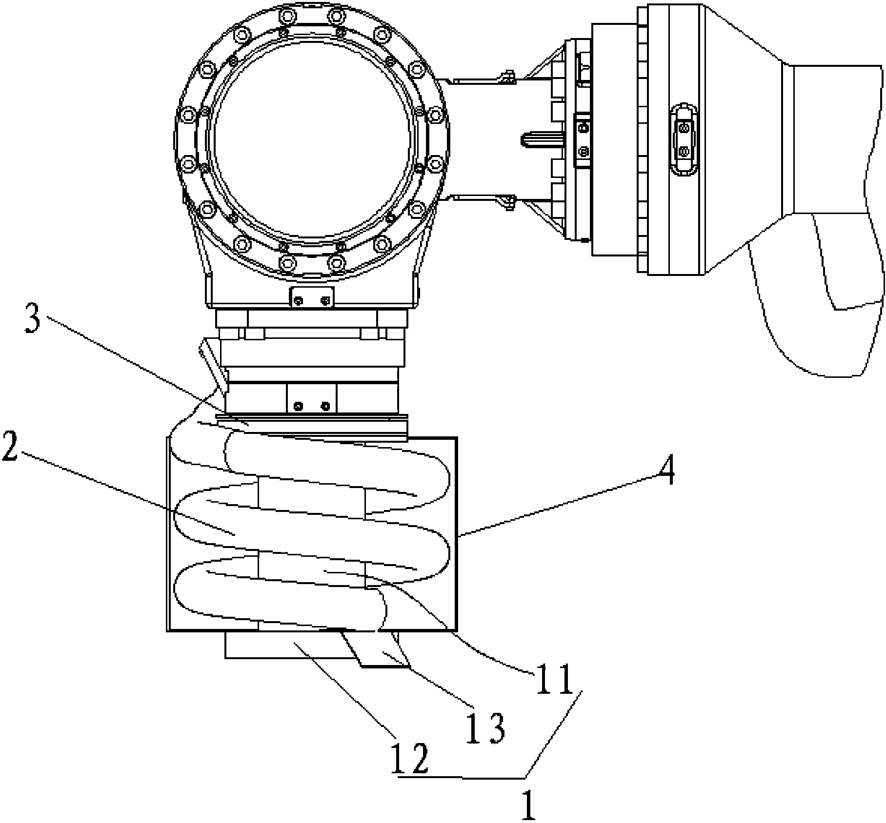 Six-axis wiring device and industrial robot with six-axis wiring device applied