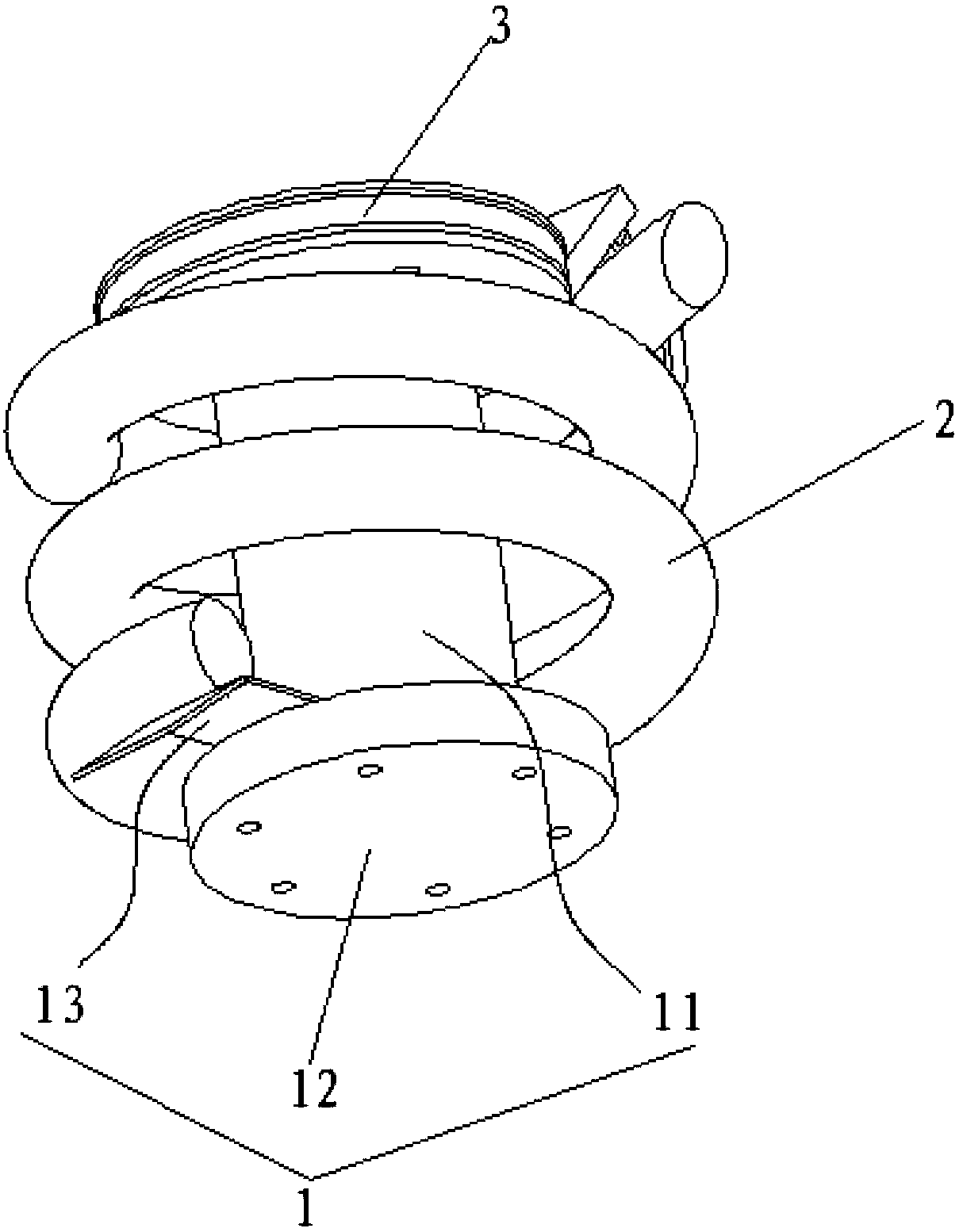 Six-axis wiring device and industrial robot with six-axis wiring device applied