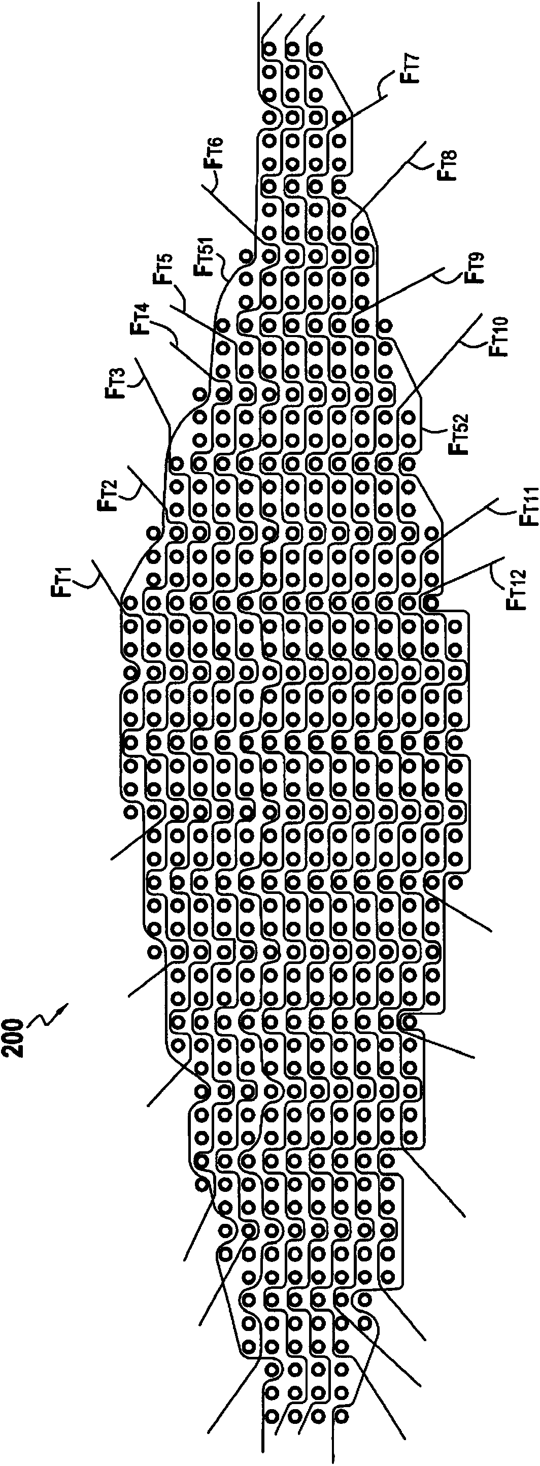 Fiber structure intended to reinforce composite material parts and including a portion having a reduced thickness