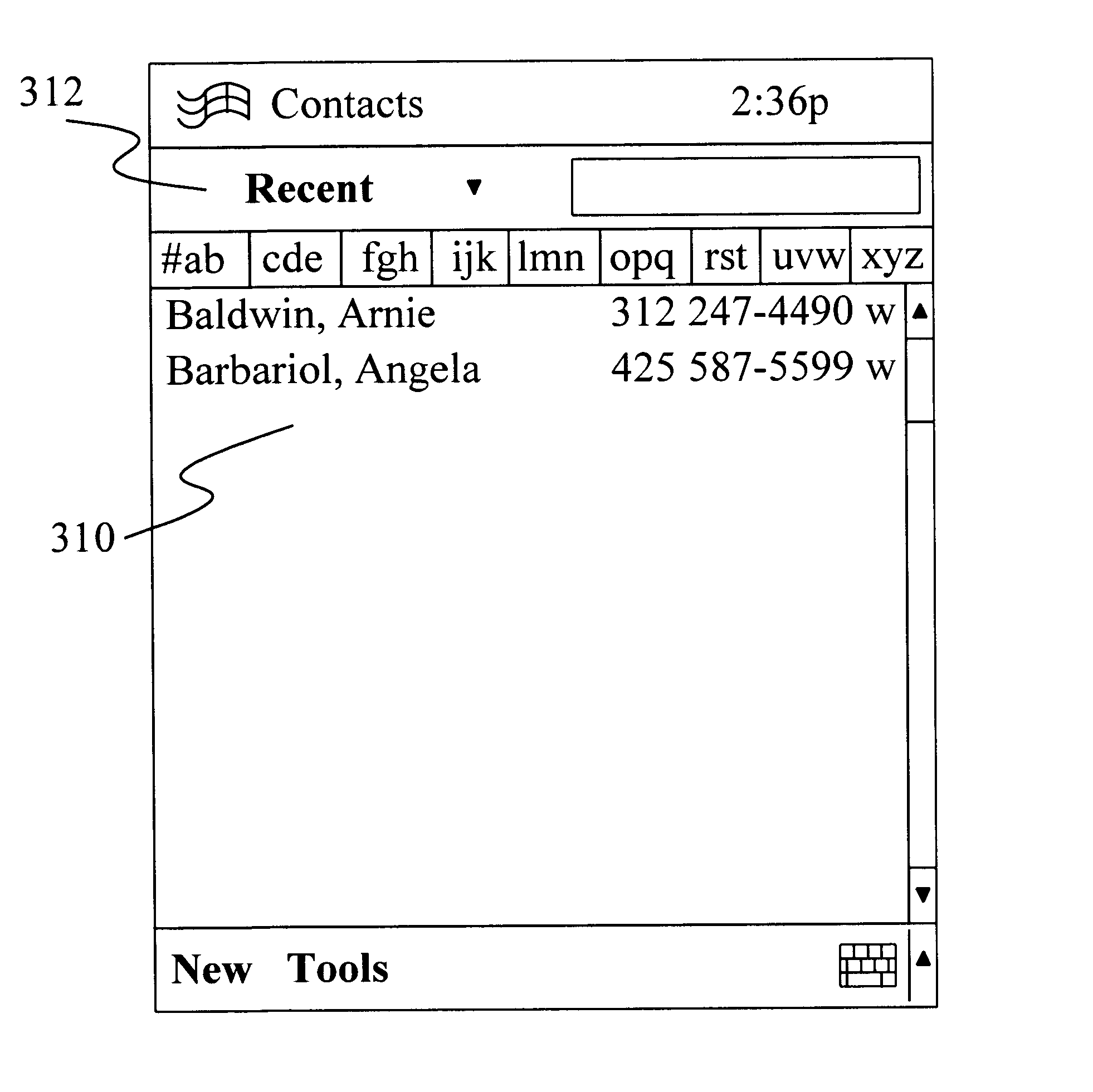 Method and apparatus for providing recent categories on a hand-held device