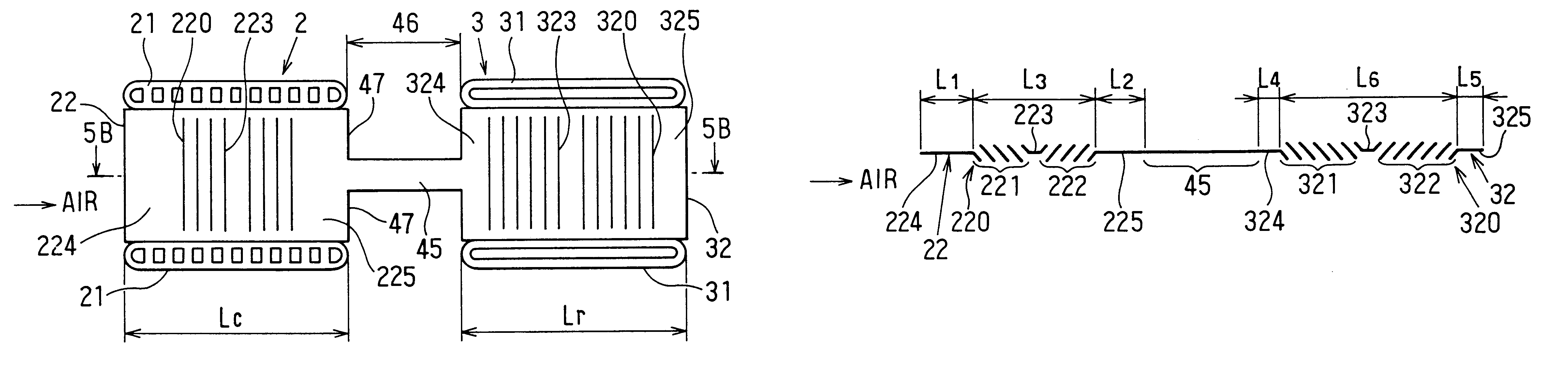 Heat exchanger having several heat exchanging portions