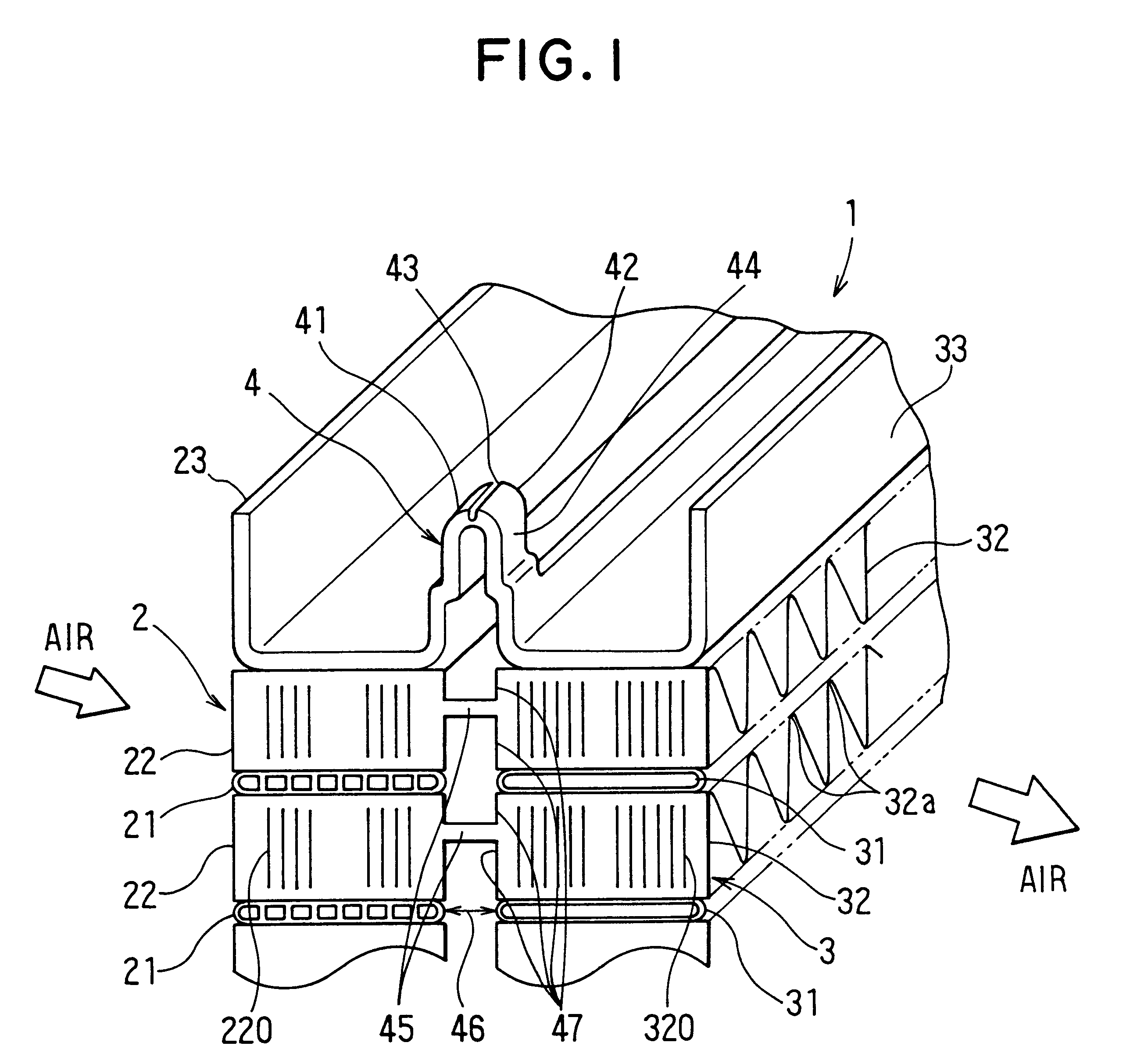 Heat exchanger having several heat exchanging portions