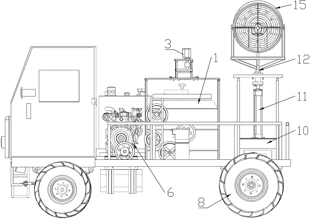 Self-propelled intelligent fruit tree spraying vehicle