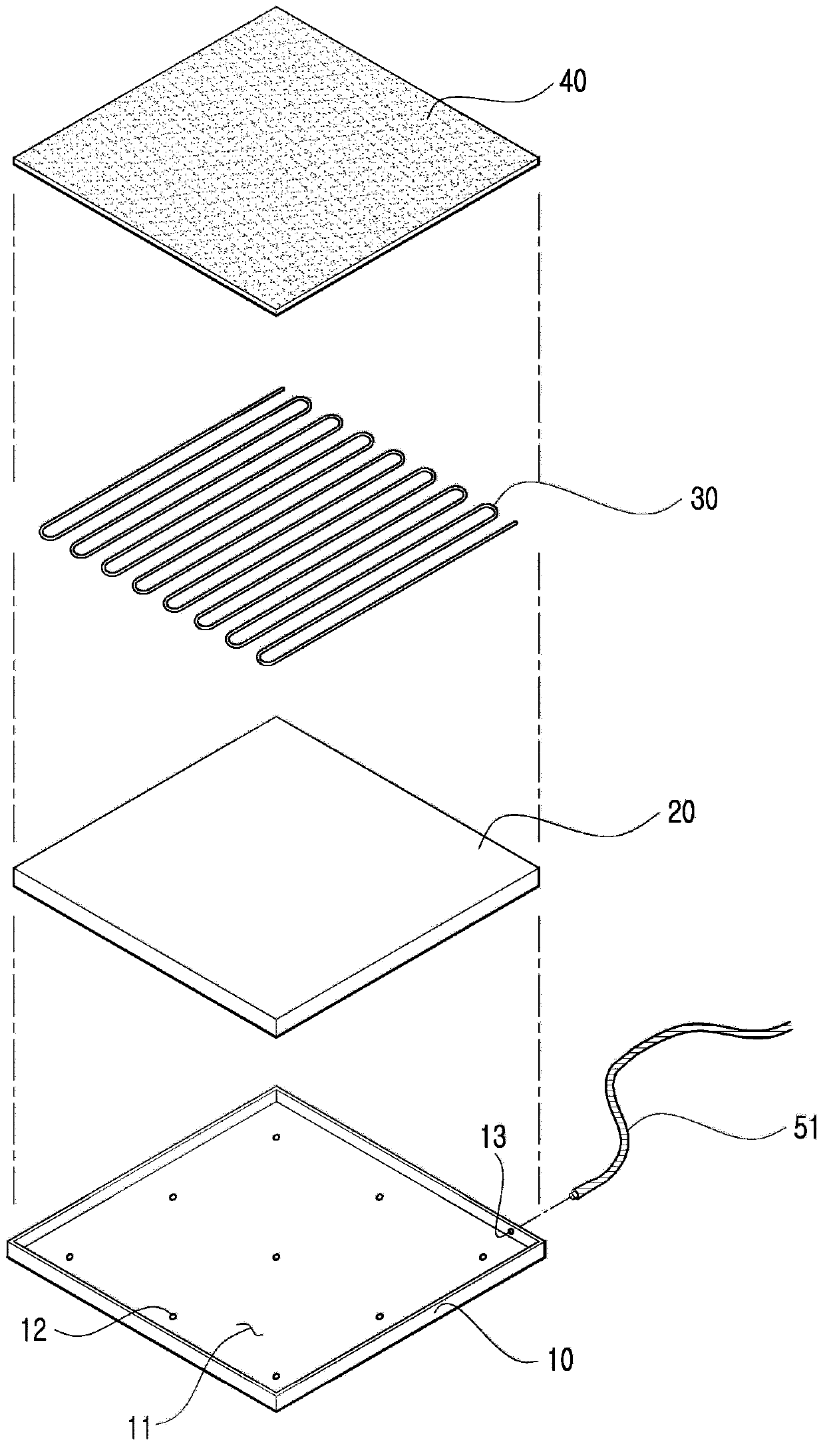 Heating device for use below ship decks