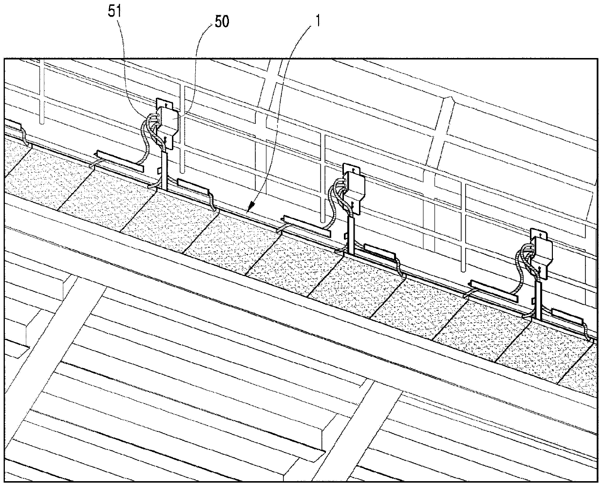 Heating device for use below ship decks