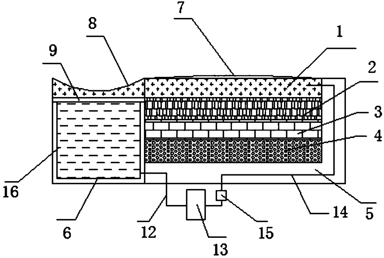 Ditch type wet grass planting ditch system