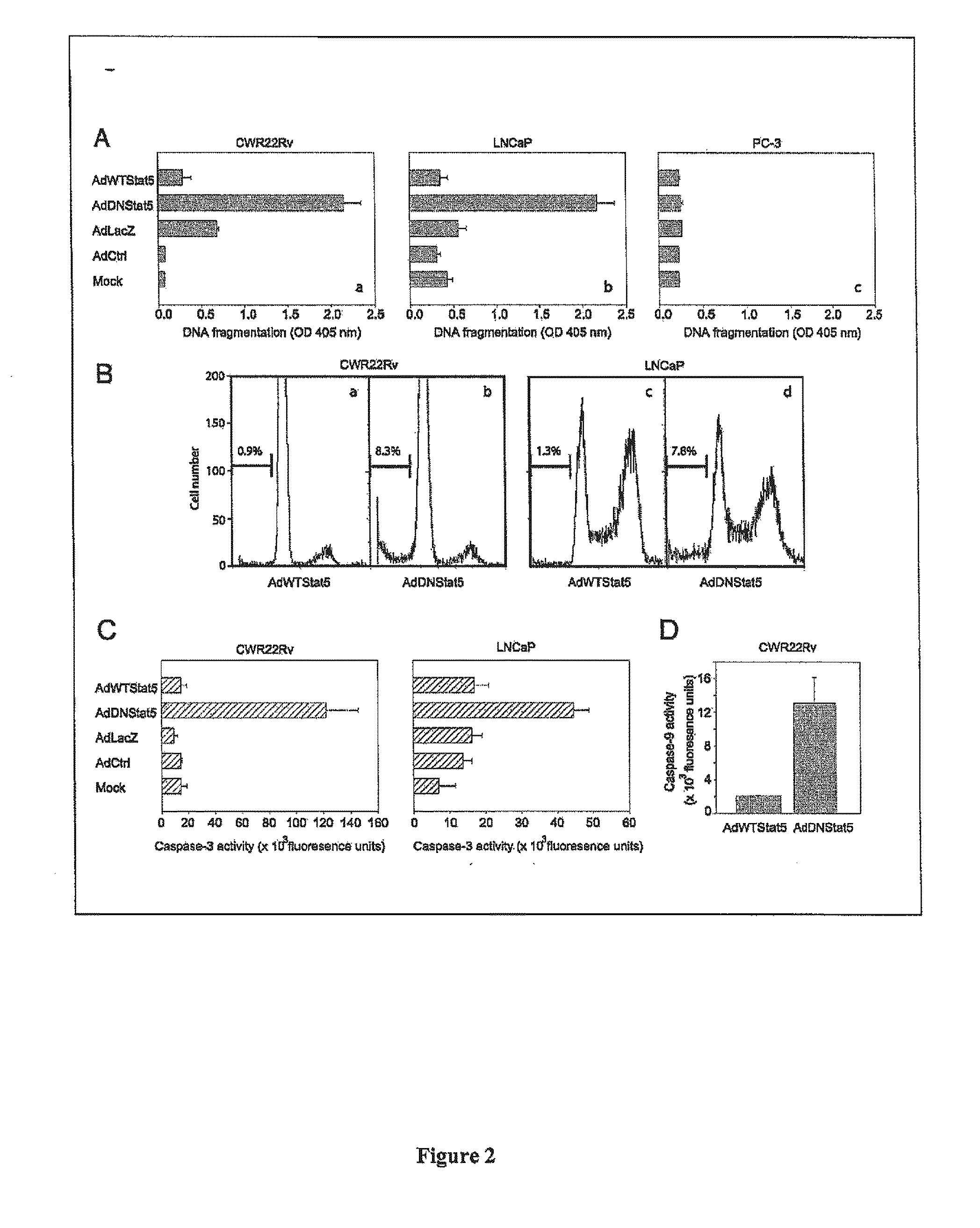 Methods and compositions for the inhibition of stat5 in prostate cancer cells