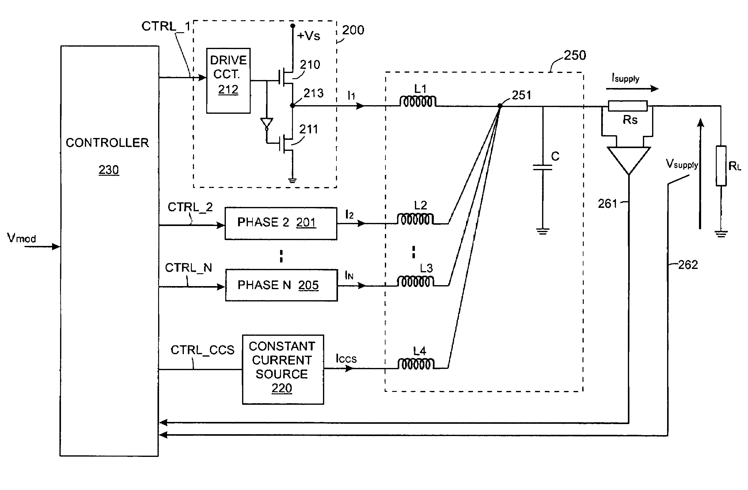 High efficiency modulated power supply