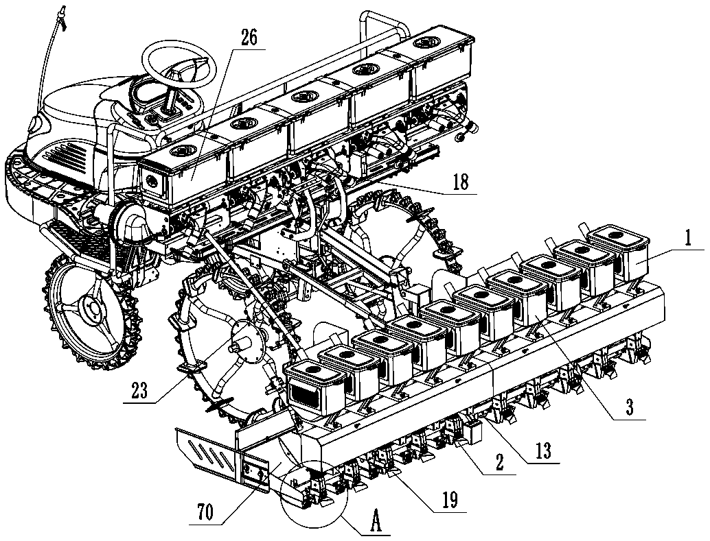 Lateral deep fertilization seeding machine