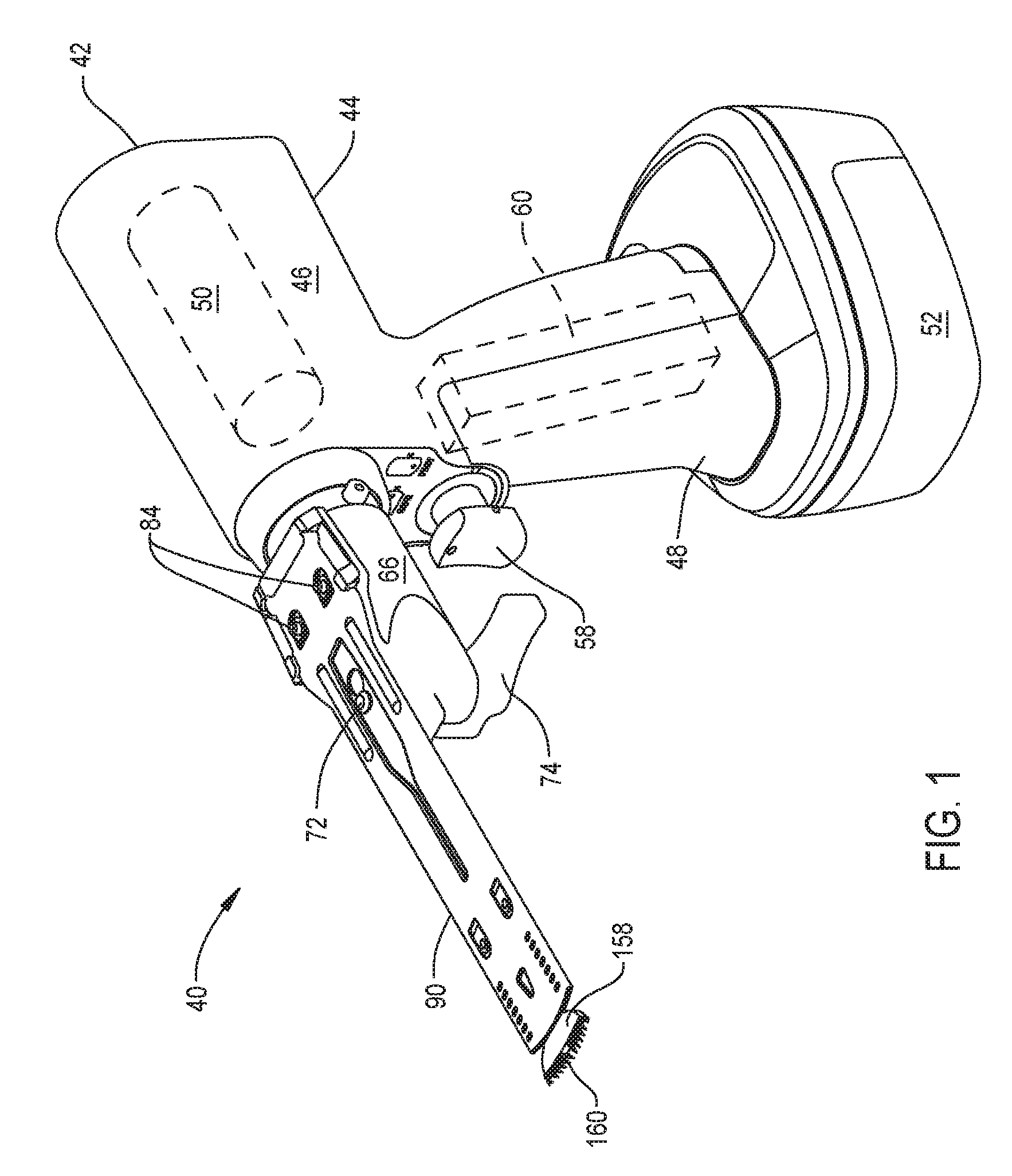 Surgical sagittal saw and blade cartridge, the blade cartridge having reinforcing ribs integral with the blade bar