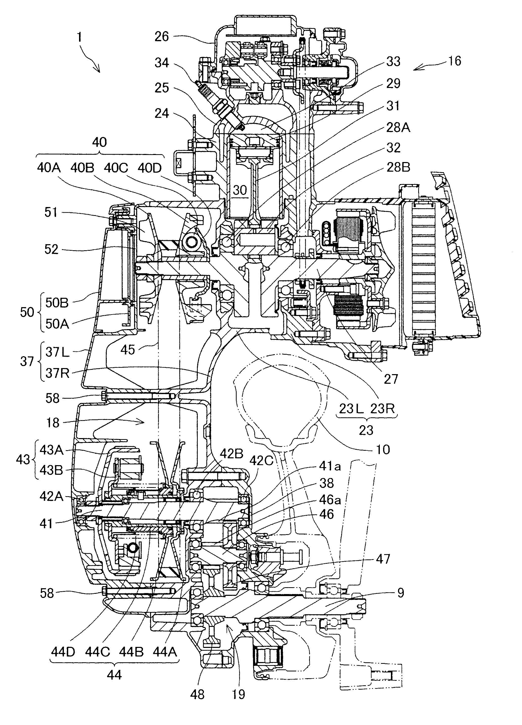 Cooling air intake structure for v-belt drive continuously variable transmission