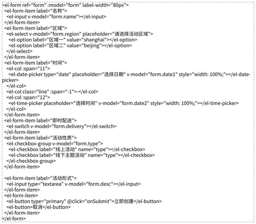 Vue-based form development method and device