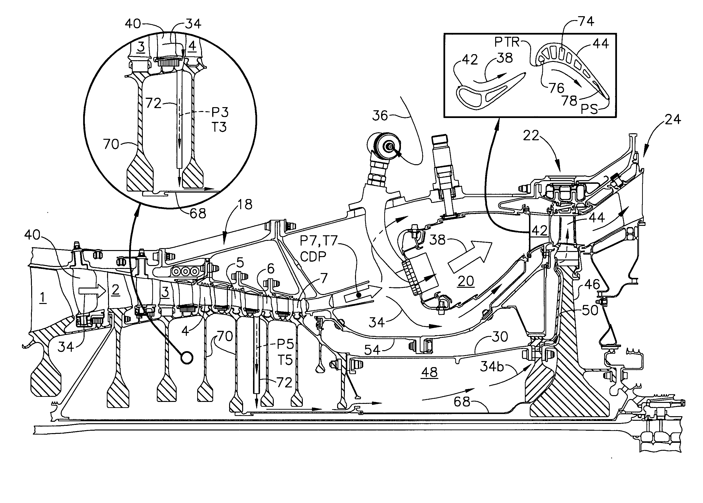 Interstage cooled turbine engine