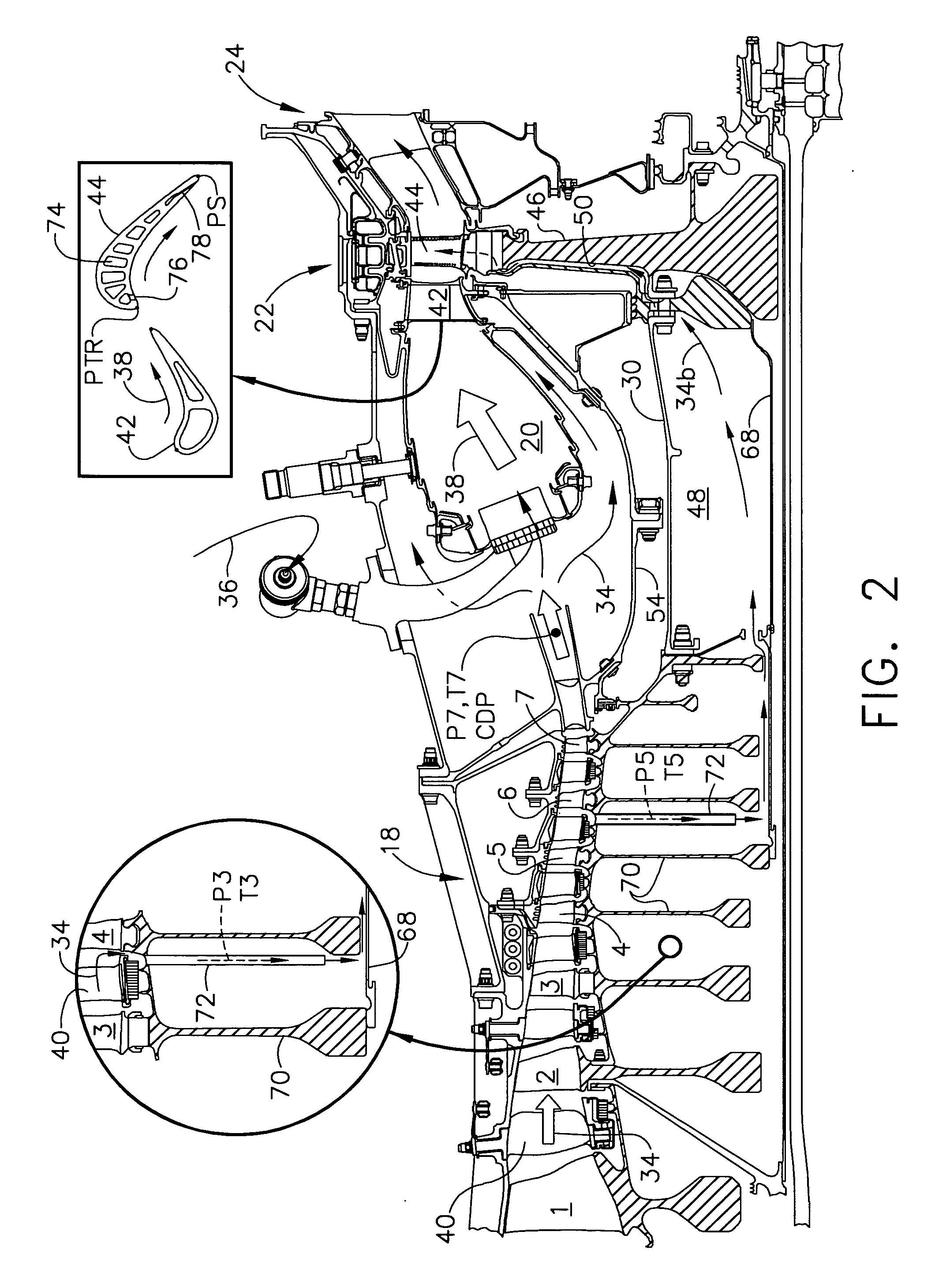 Interstage cooled turbine engine