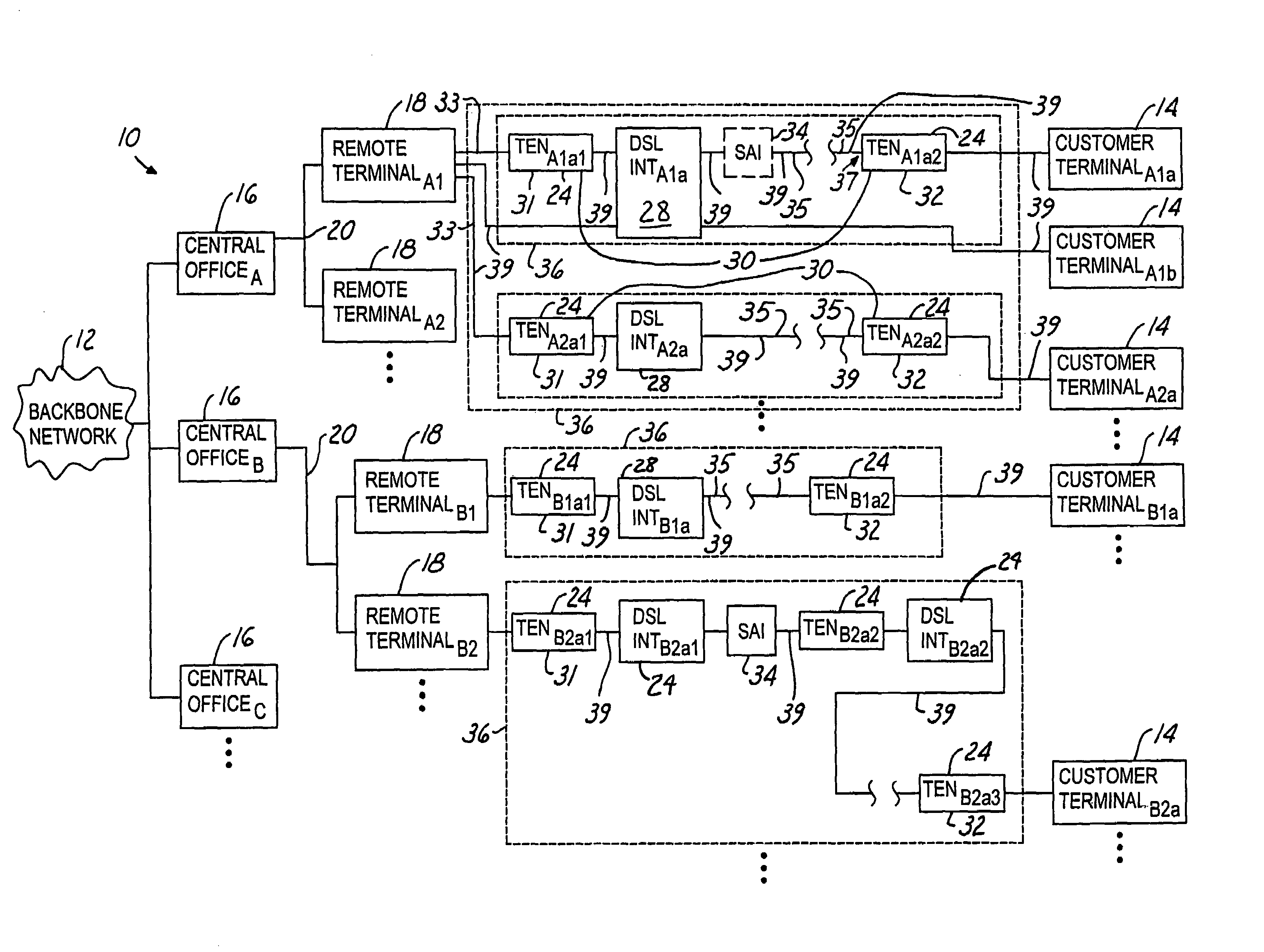 Digital subscriber line induction neutralizing transformer network