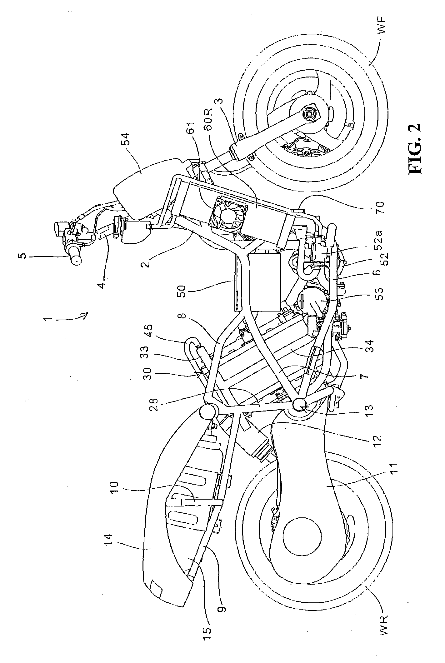 Saddle ride, fuel cell powered vehicle