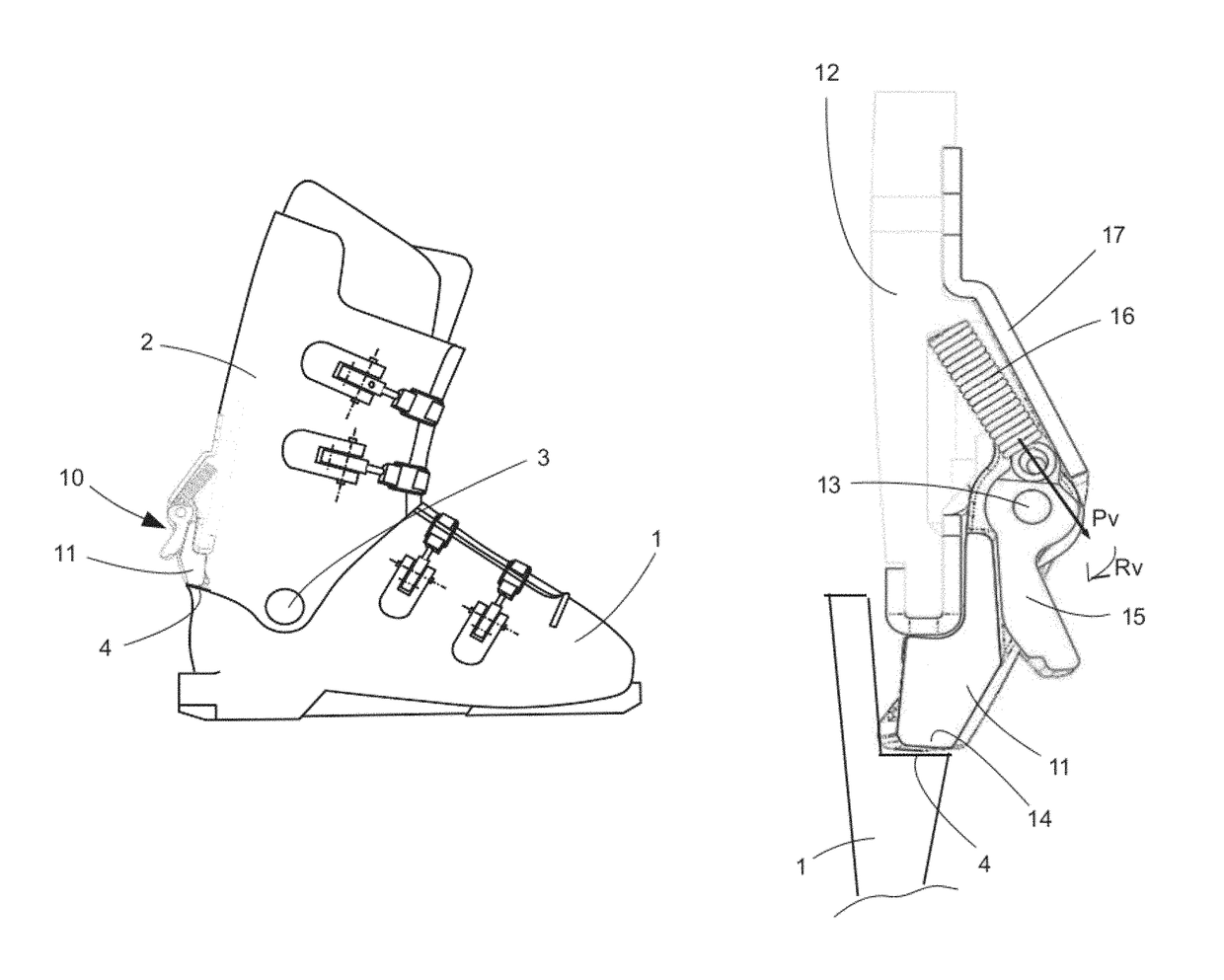 Sports boot with a collar articulated for a walking position