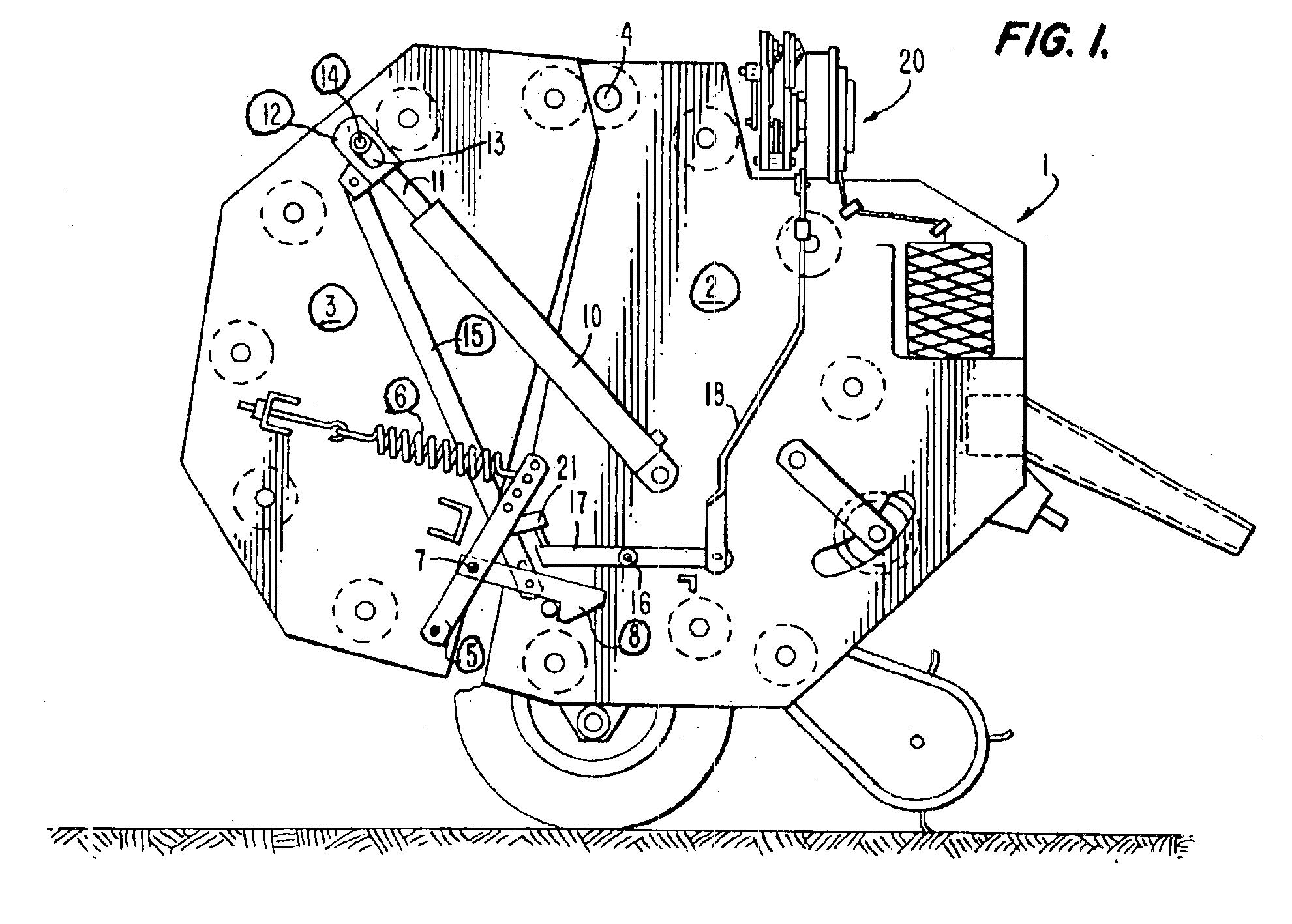 Actuating mechanism for the functional elements in a round baler