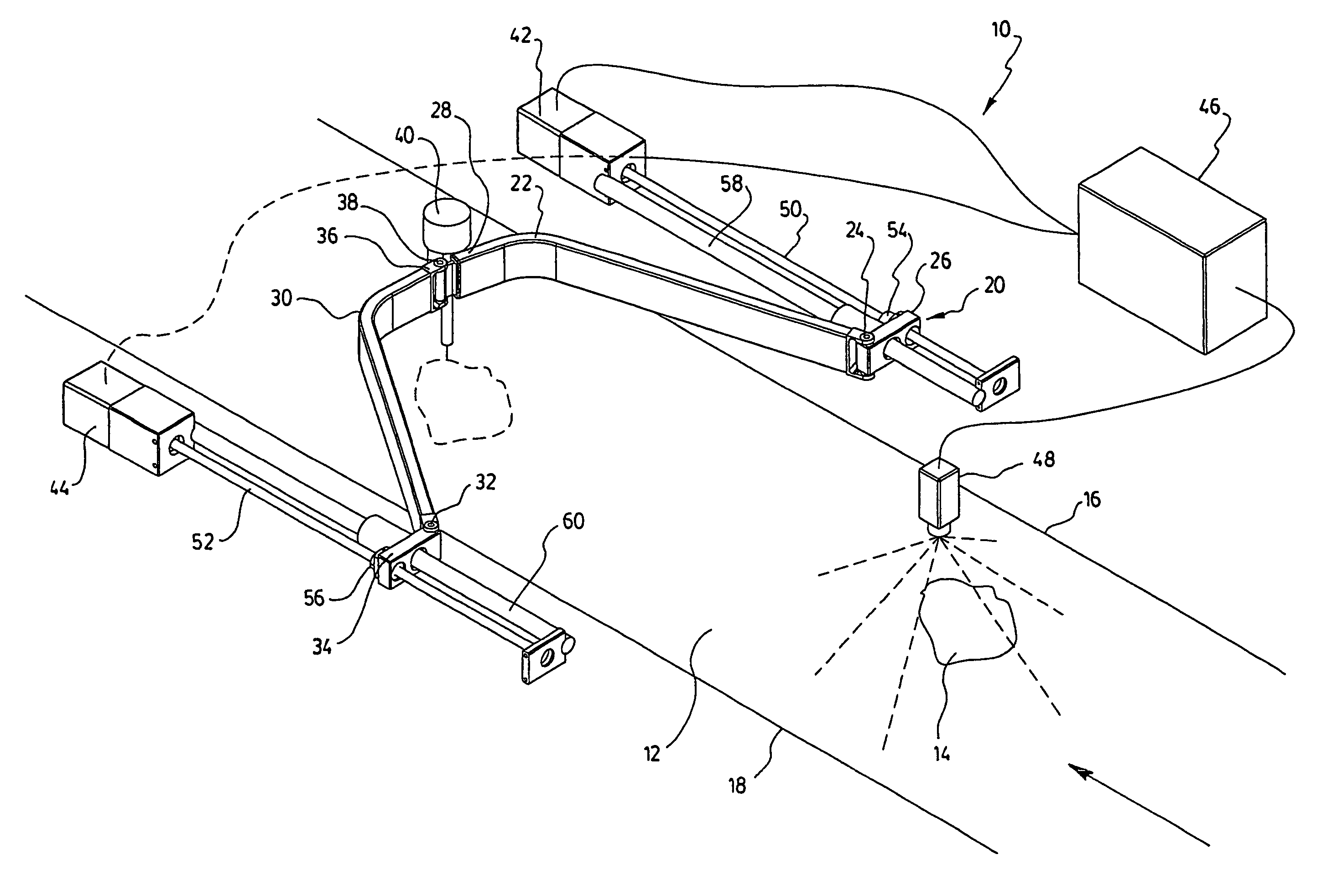 Planar robot with parallel axes and fixed motors for a water jet cutter