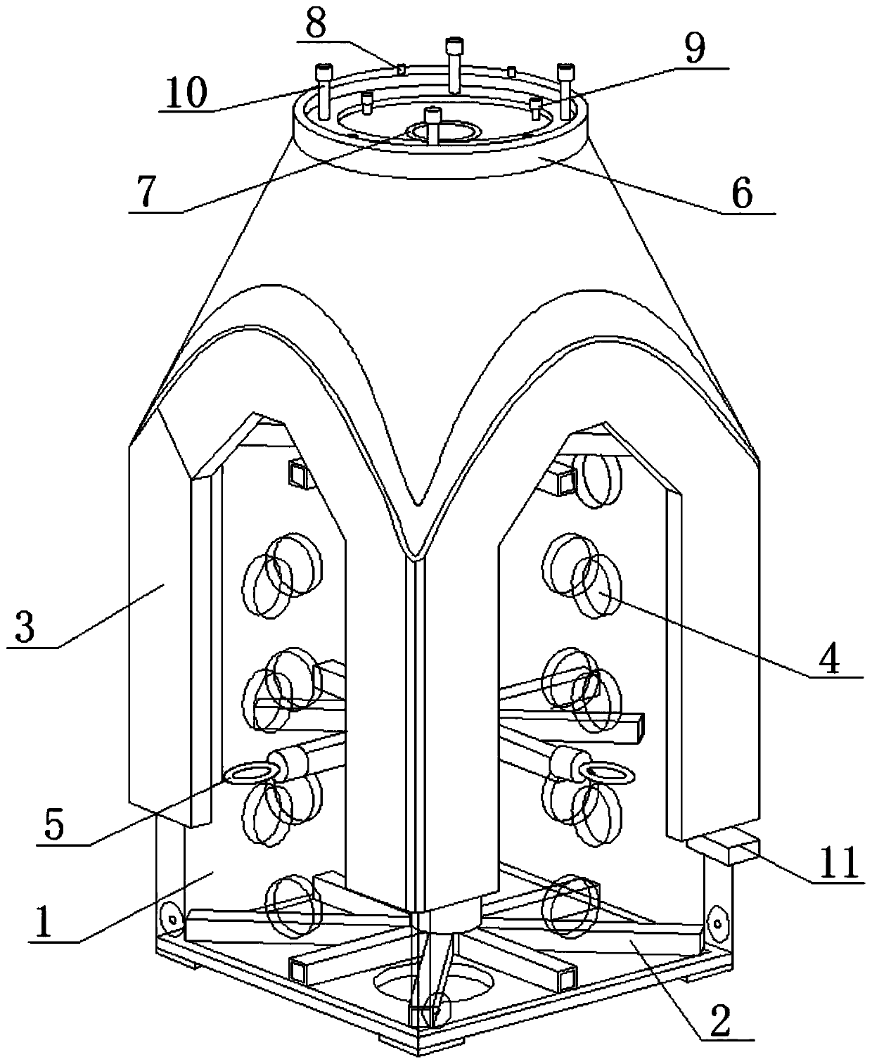 Unmanned aerial vehicle electric cabin composite cephalic cone integrated forming tool and process