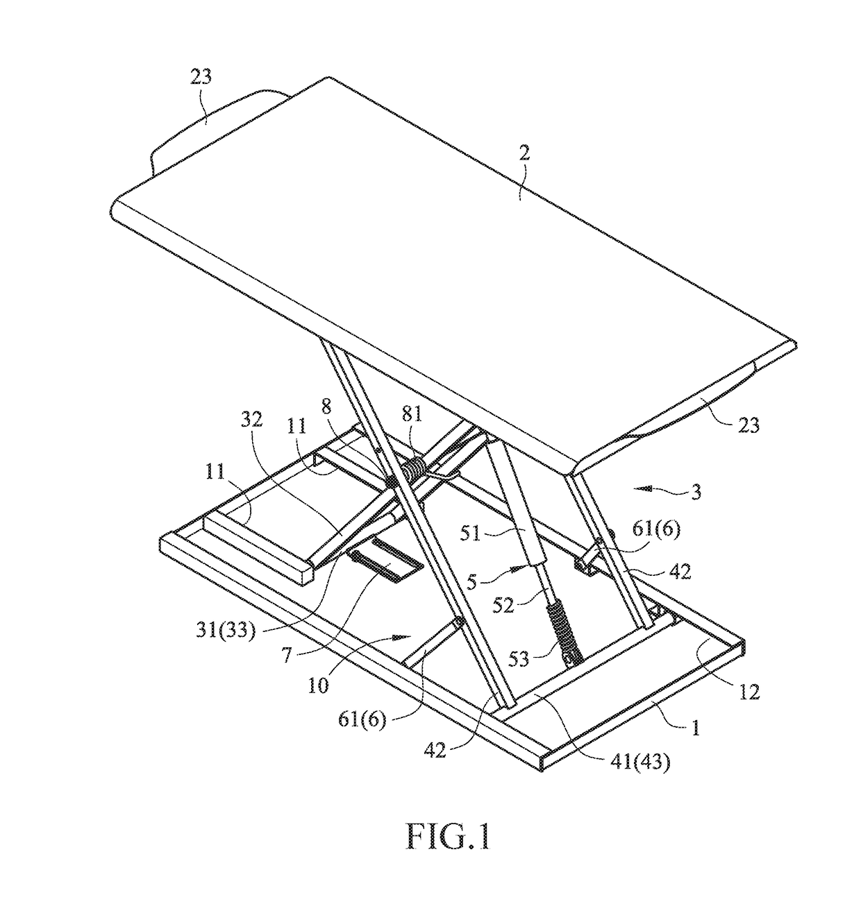 Ultra-thin lifting table