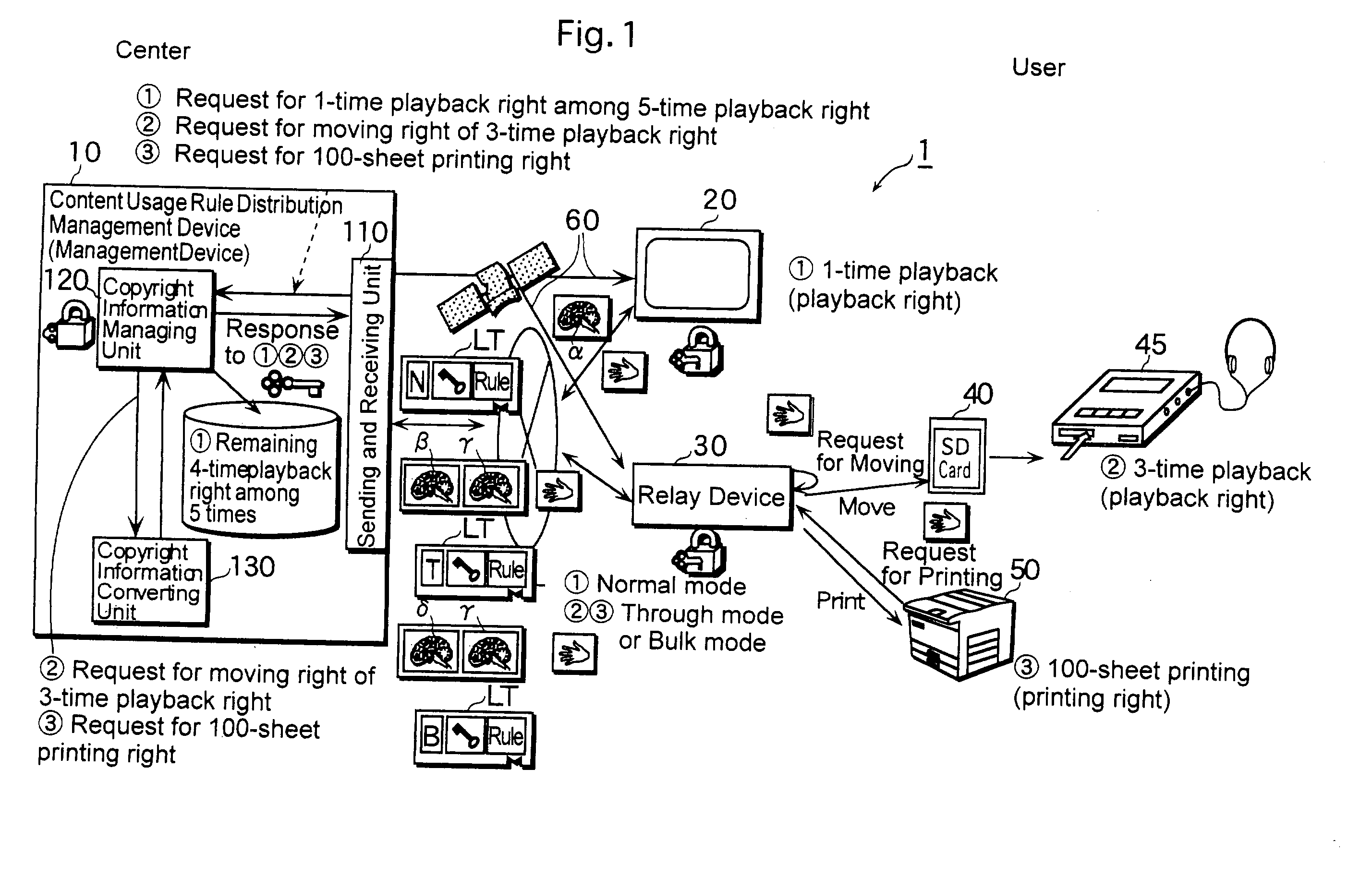 License management system, license management device, relay device and terminal device