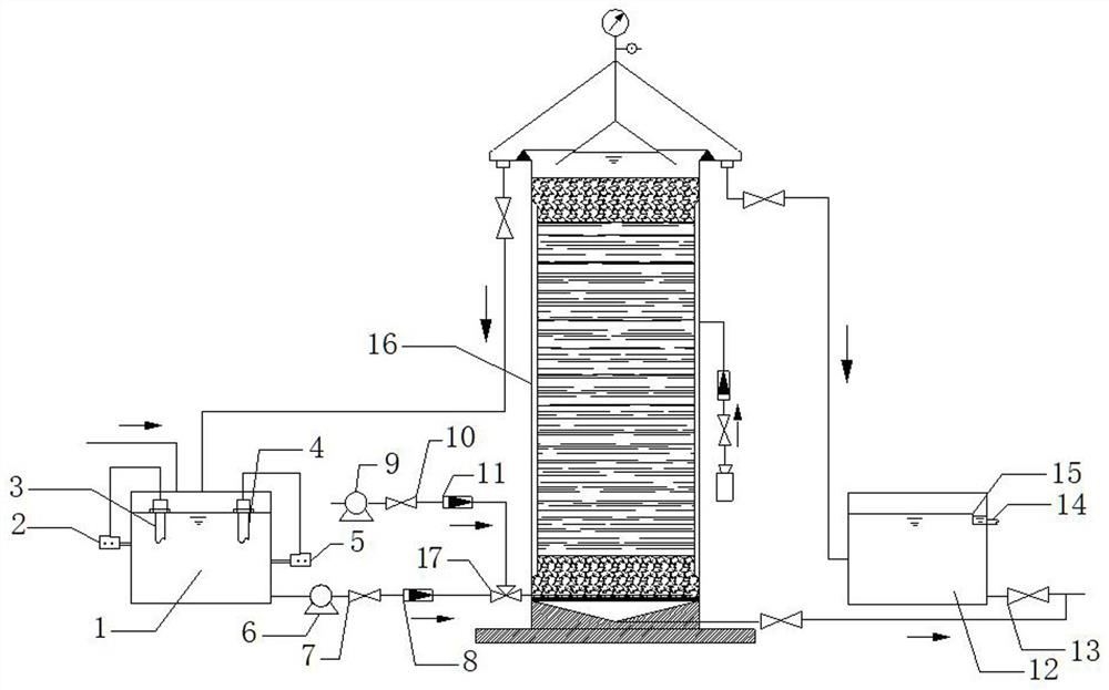 A low-carbon source sewage autotrophic denitrification deep denitrification device and method