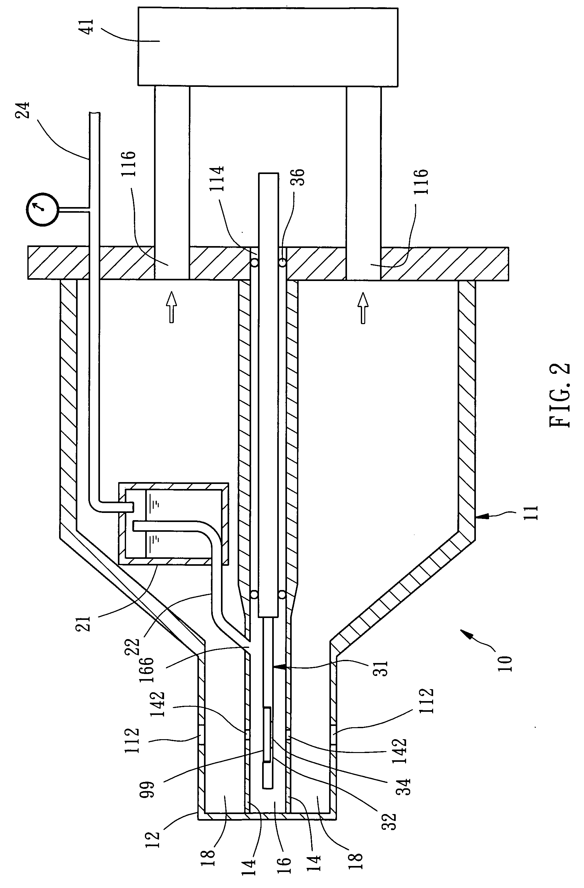 Device for operating gas in vacuum or low-pressure environment and for observation of the operation