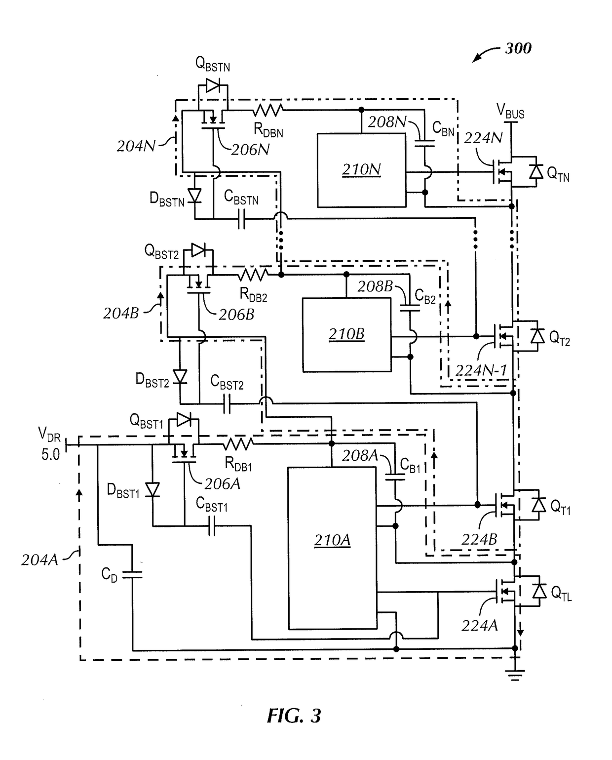 Low voltage drop cascaded synchronous bootstrap supply circuit