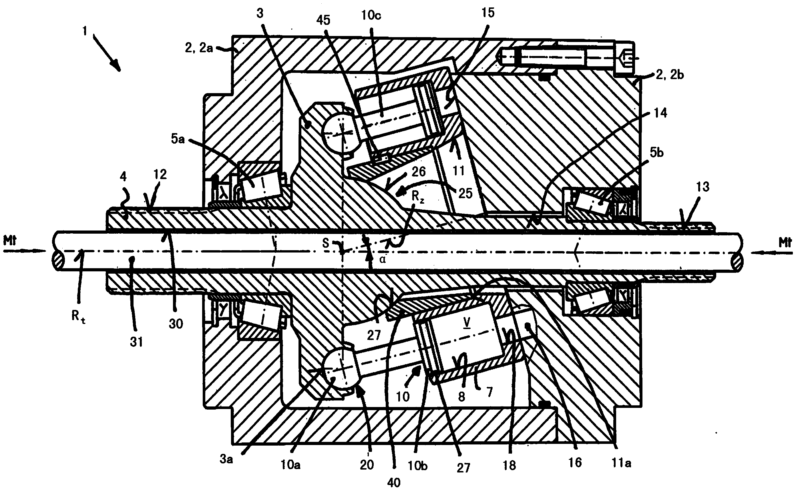 Hydrostatic axial piston machine utilizing a bent-axis construction