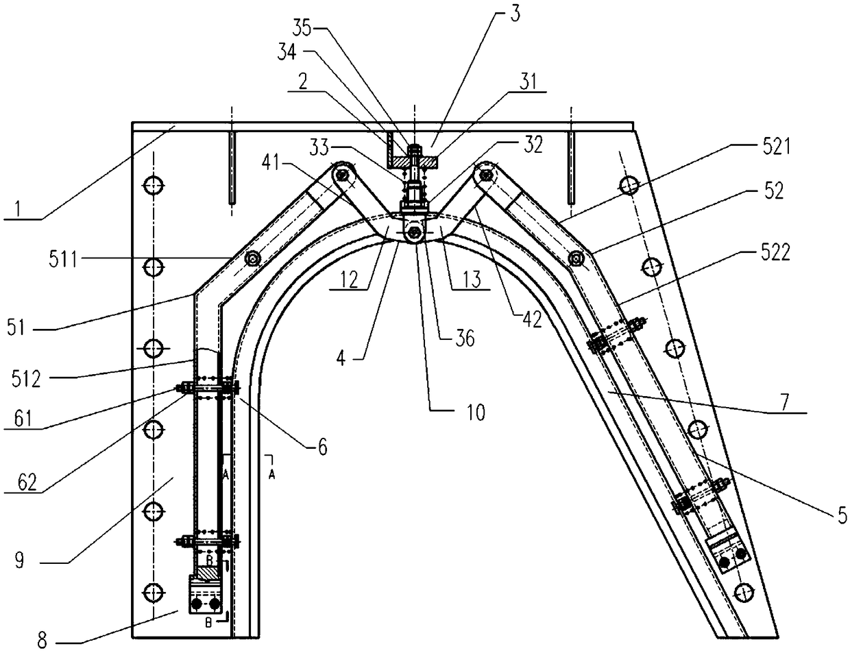 Four-axis linkage sealing device for triangular beam of ring cooler