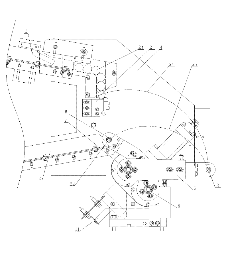 Double-material arm charging and blanking mechanism for grinding machine