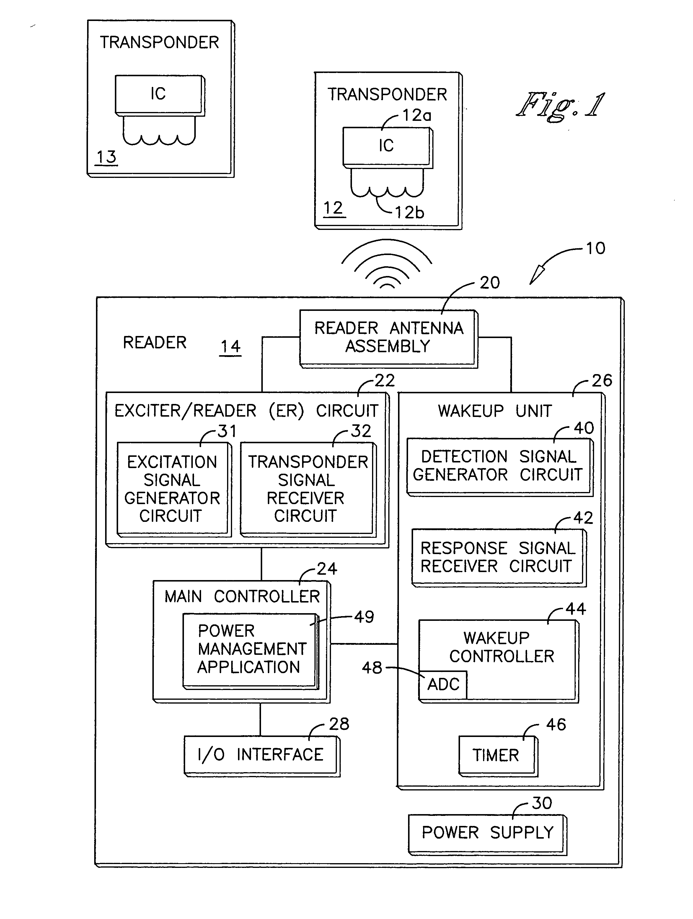 Transponder detector for an RFID system generating a progression of detection signals