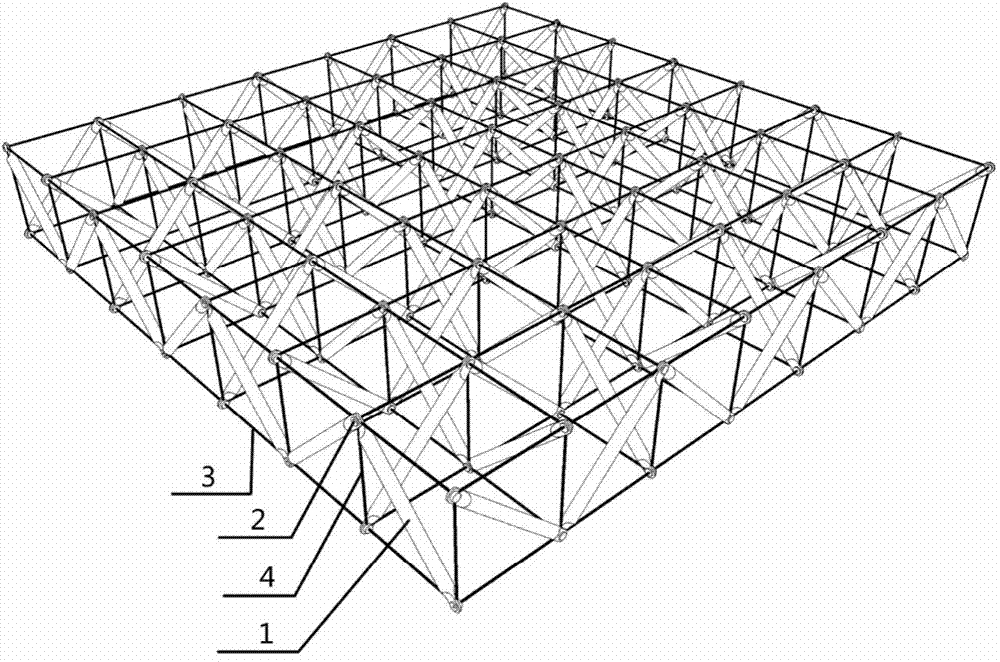 Double-layer fold-line-shaped large-span tension structure