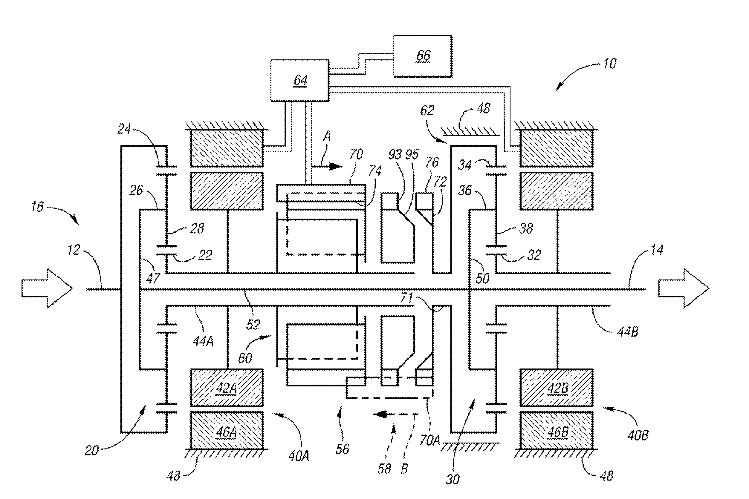 Torque-transmitting assembly with dog clutch and hydrostatic damper and electrically variable transmission with same