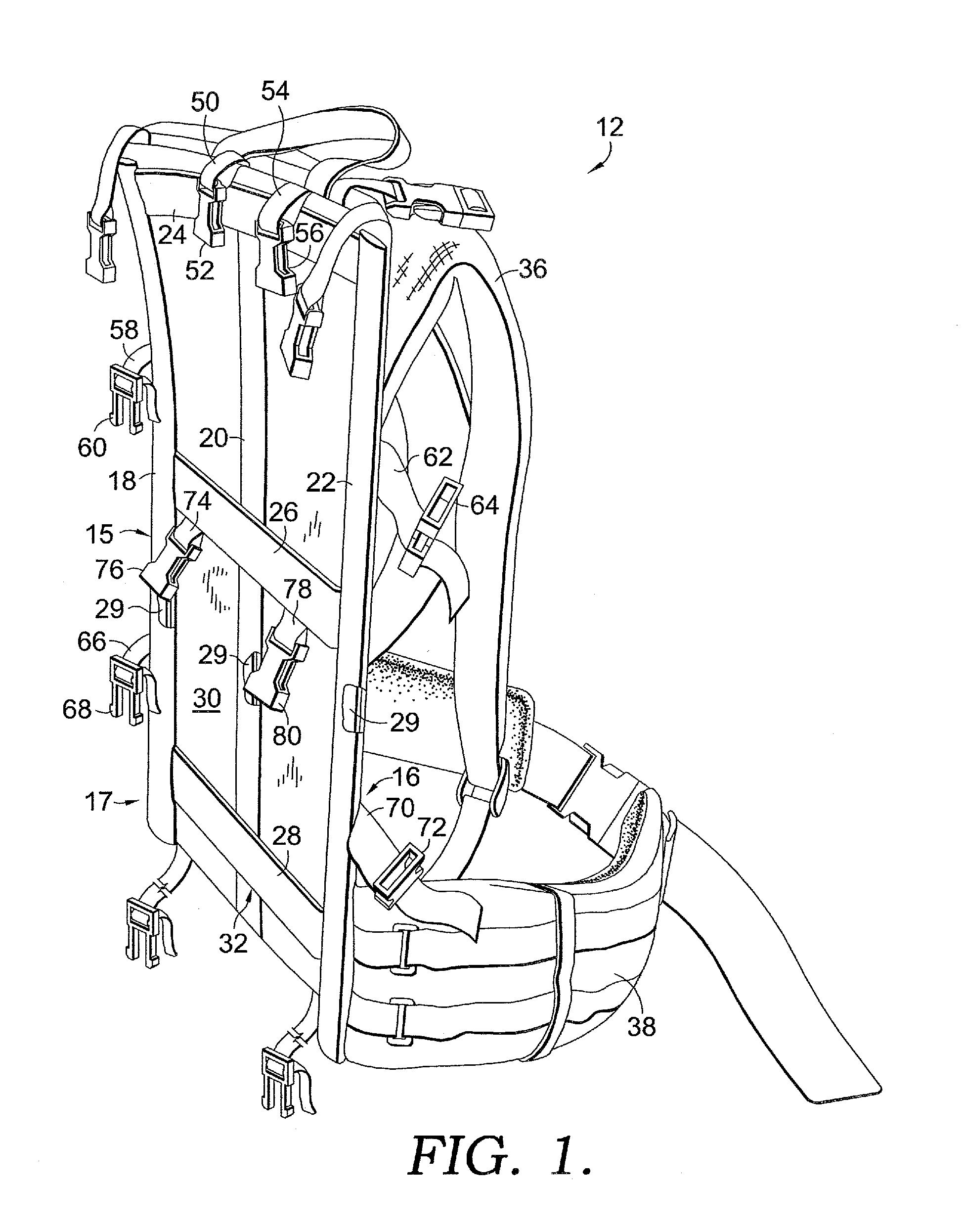 Backpack frame and bag system