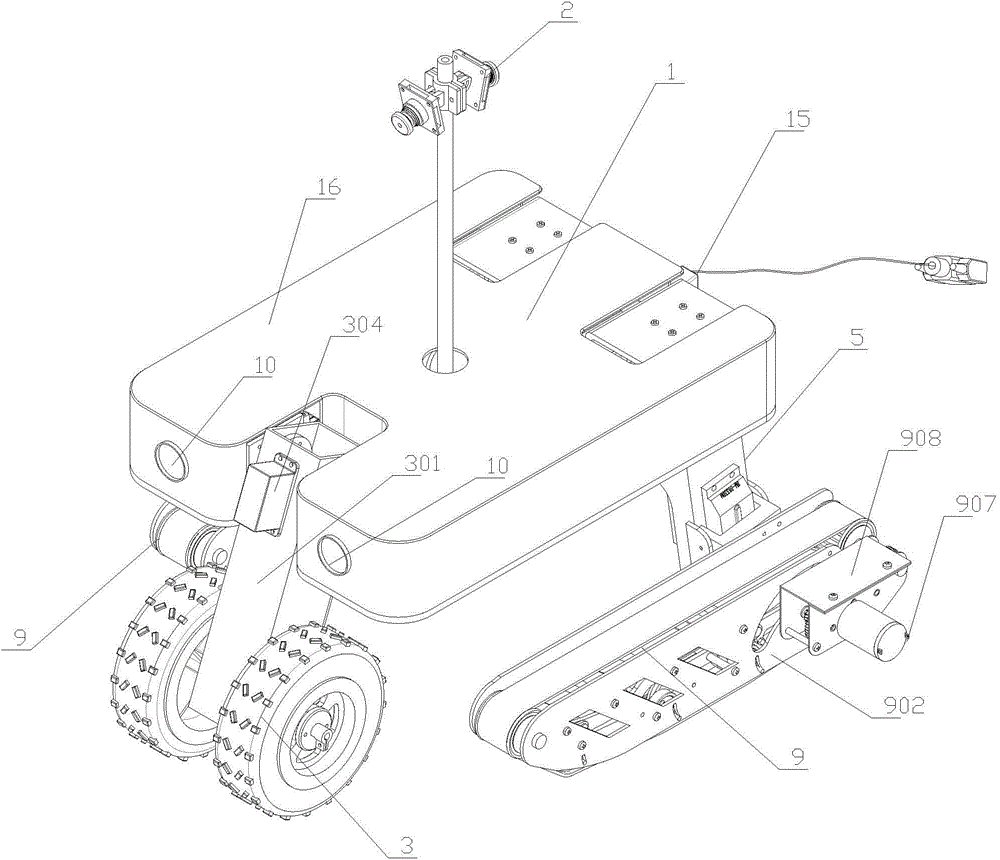 Four-section wheel-track combined intelligent obstacle-crossing robot