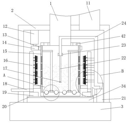 A sewage treatment device for temporary prefabricated houses