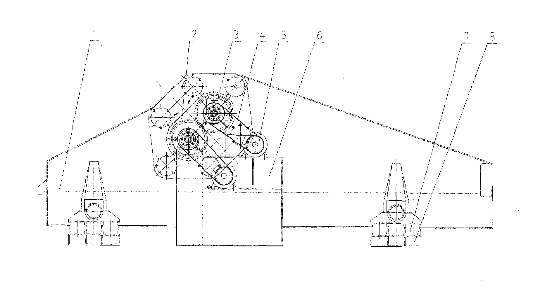 Synchronous statically indeterminate mesh-beam excitation large-scale vibrating screen