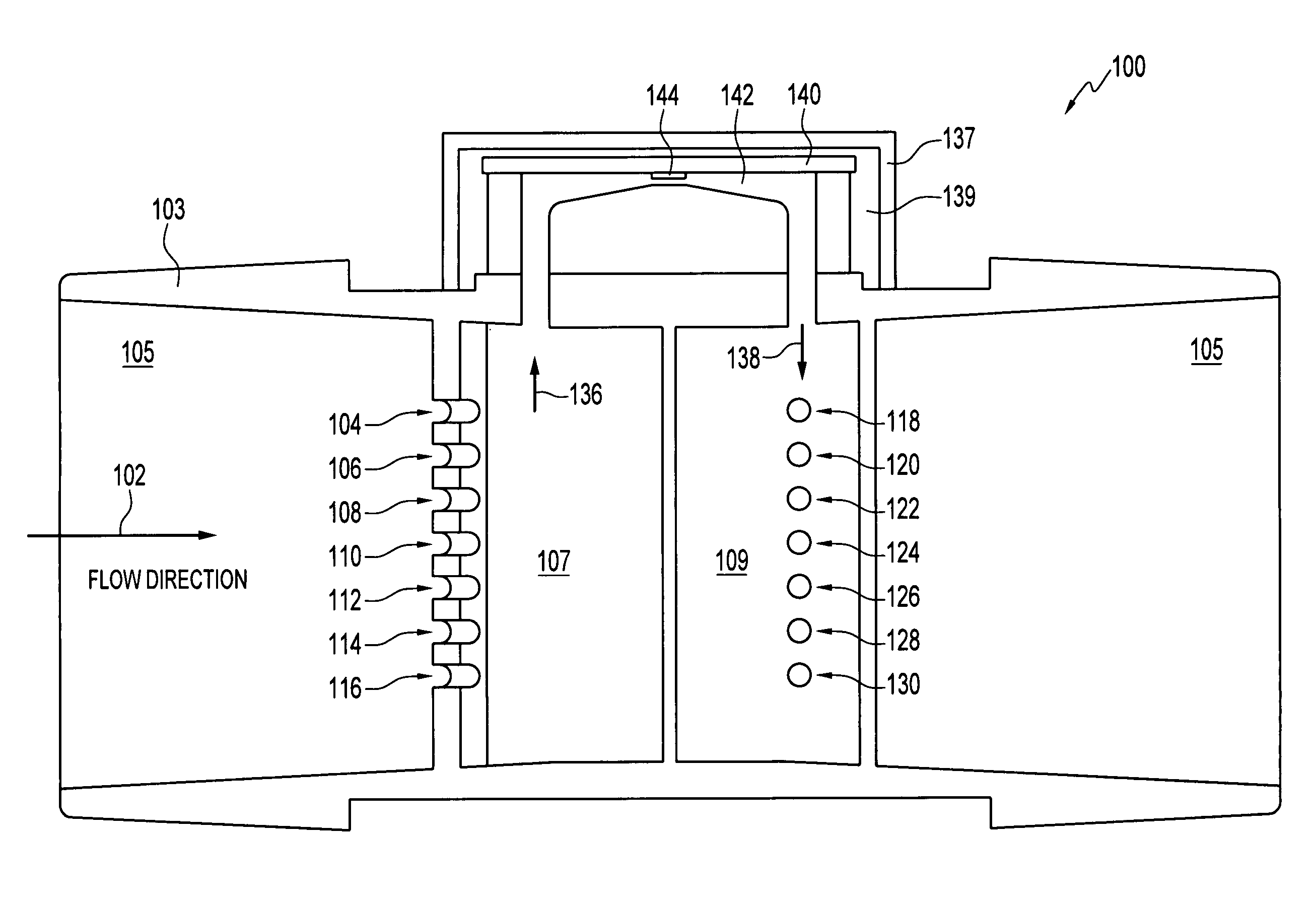 Ultra low pressure drop flow sensor