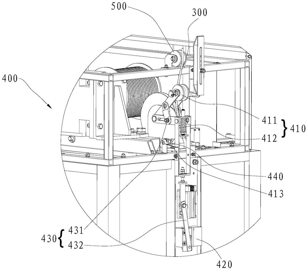 Auxiliary triggering device for bottomless pit household elevator safety gear