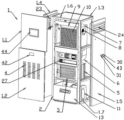 Purification, disinfection, humidification, dehumidification and temperature adjustment device