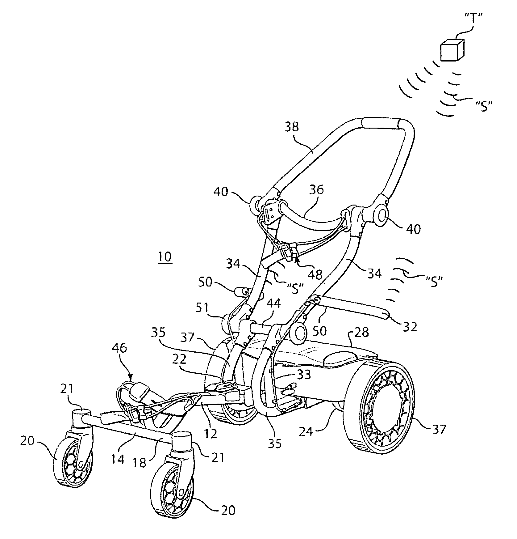 Foldable cart with rear guidance arrangement