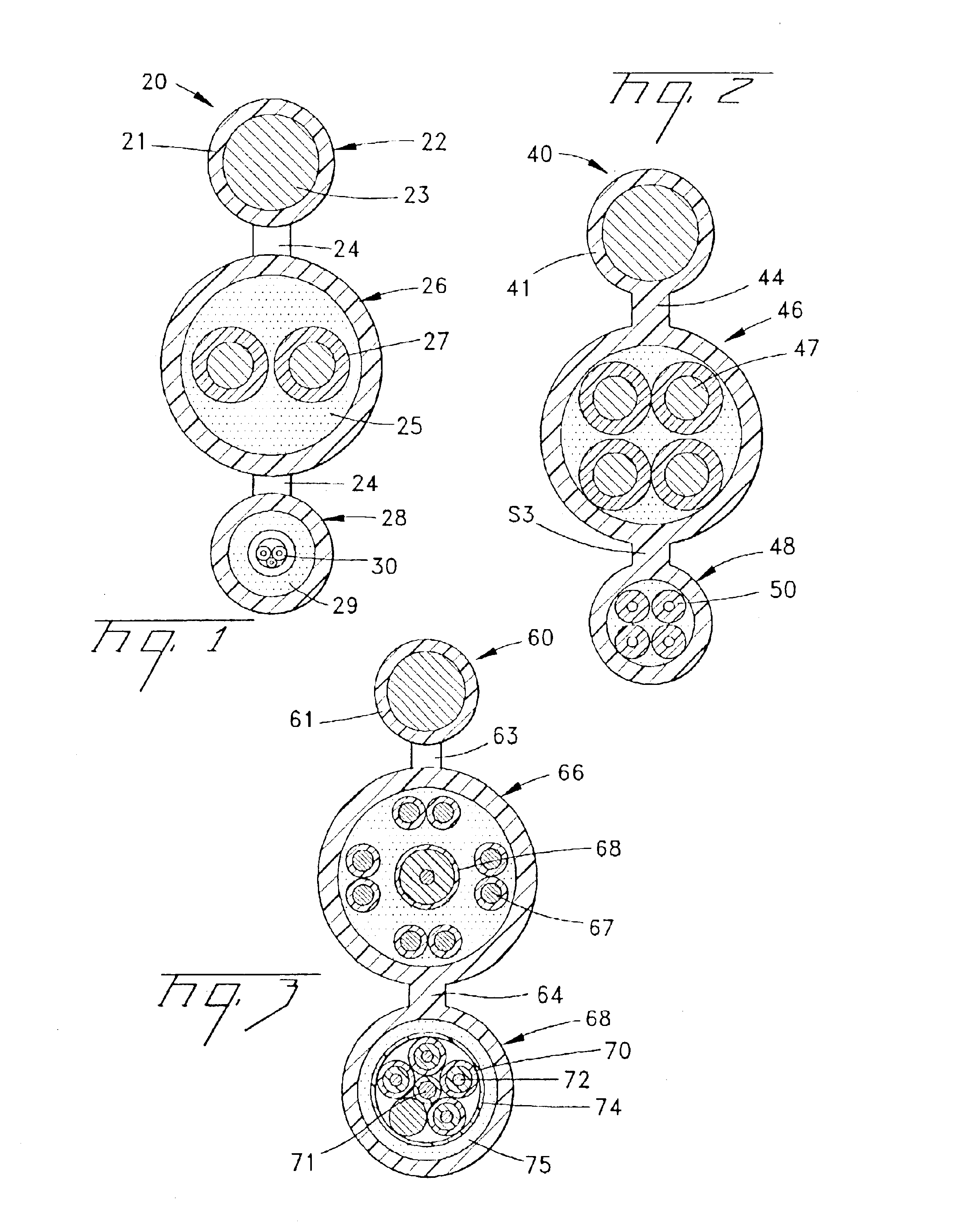 Self-supporting cables and an apparatus and methods for making the same