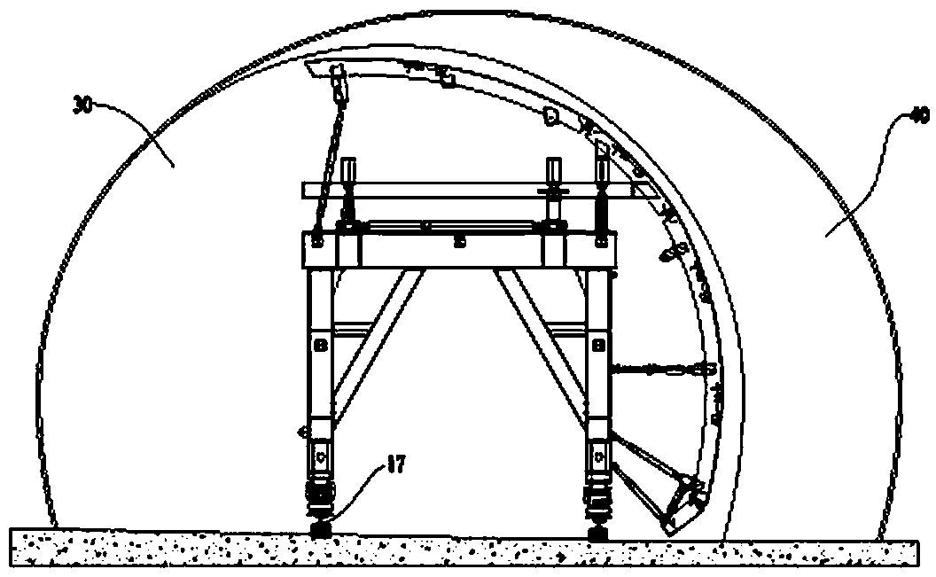 Lining method for tunnel emergency turnout strips and tunnel-lining trolley