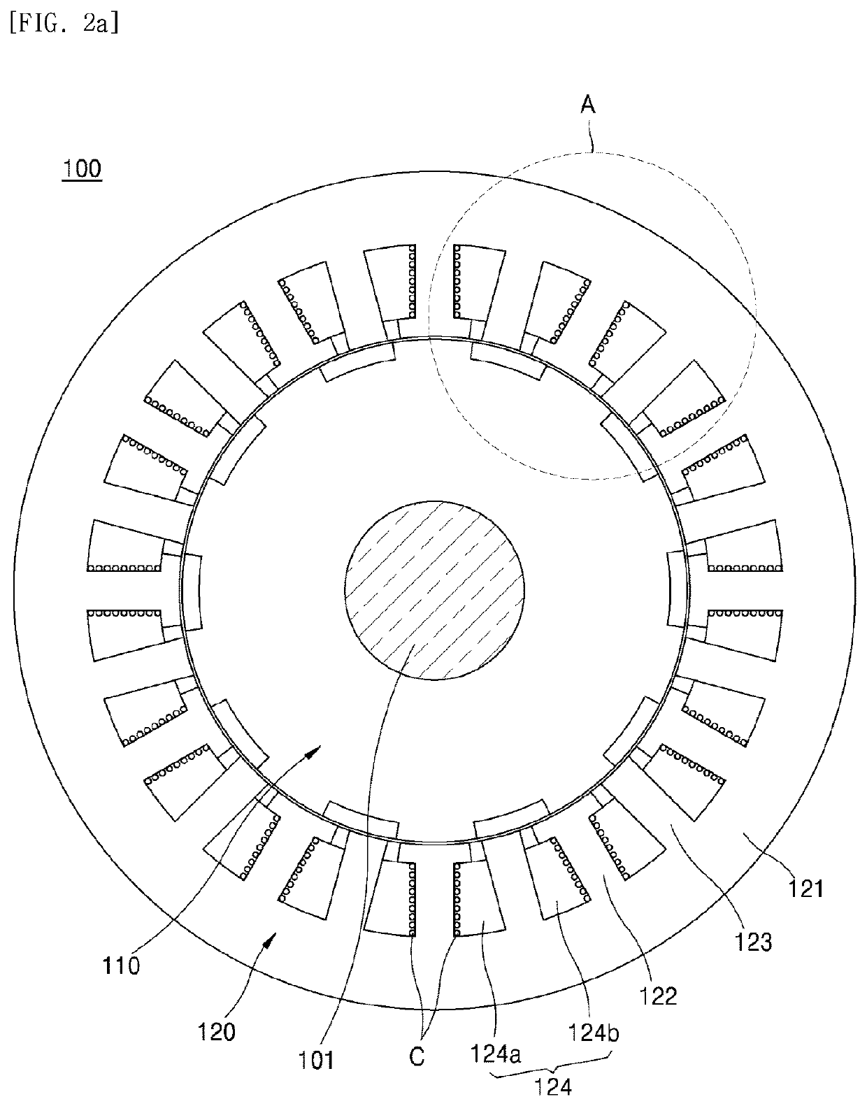 Stator and motor assembly including same